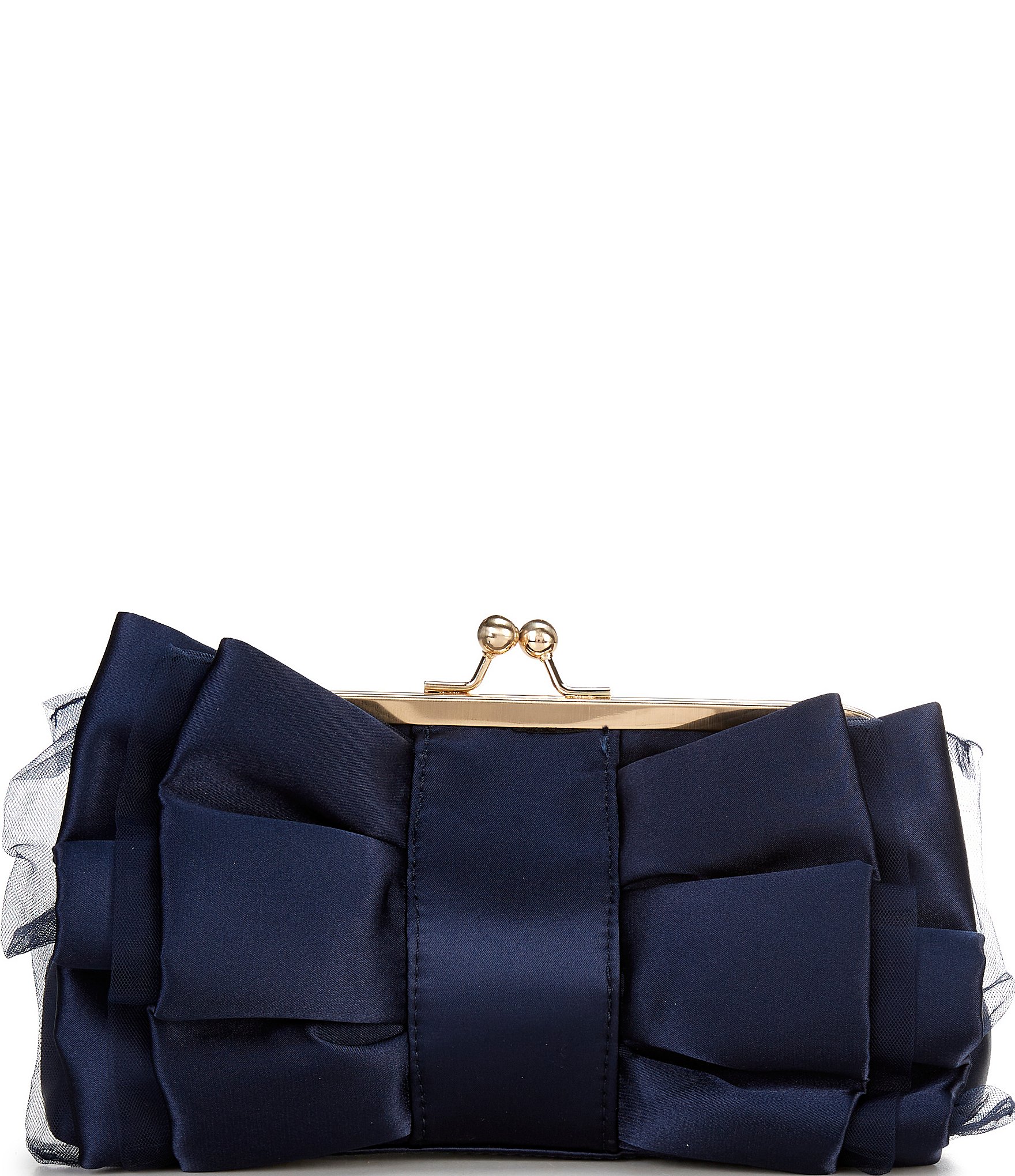 Cezanne Layered Satin Bow Kisslock Frame Clutch