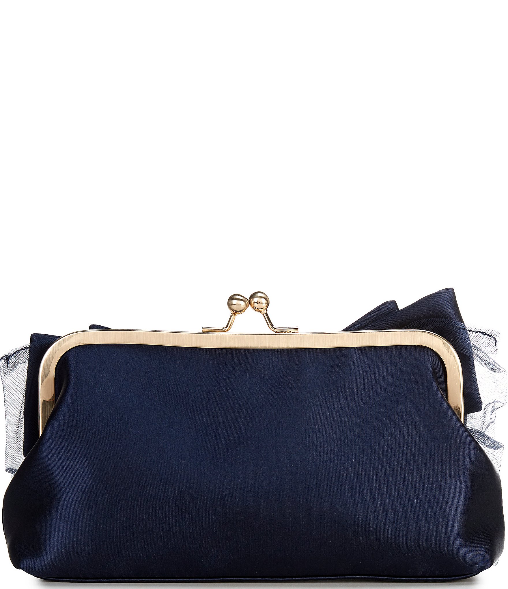 Cezanne Layered Satin Bow Kisslock Frame Clutch