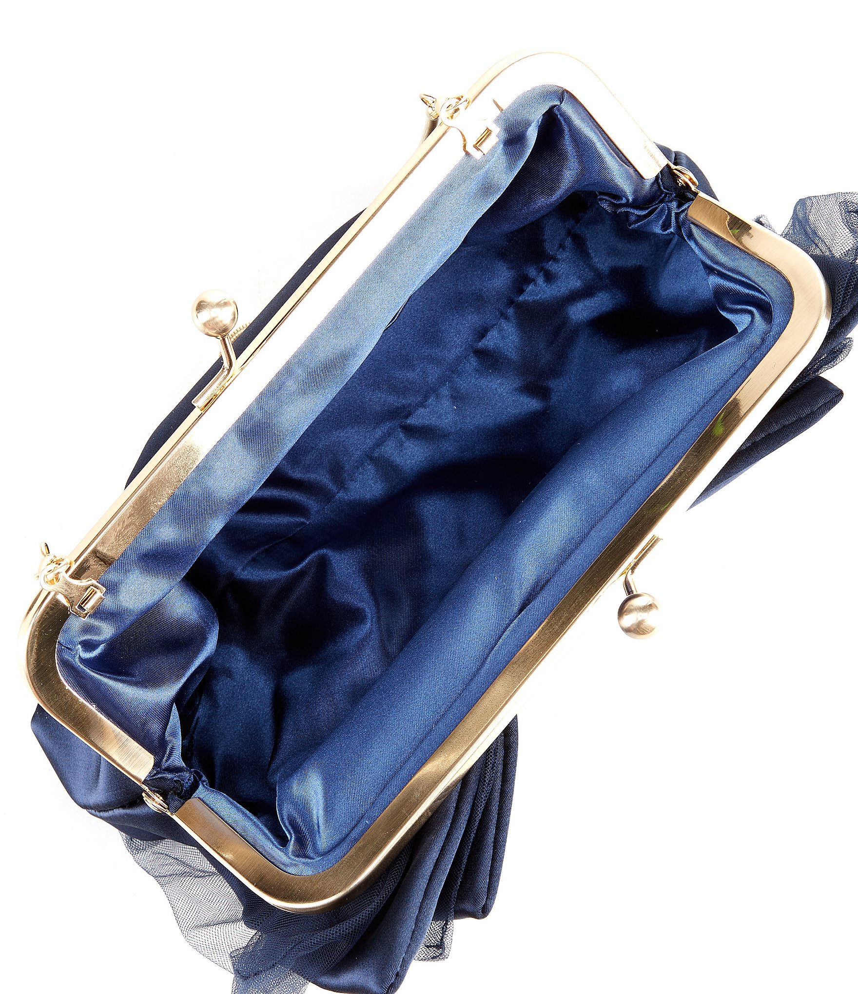 Cezanne Layered Satin Bow Kisslock Frame Clutch
