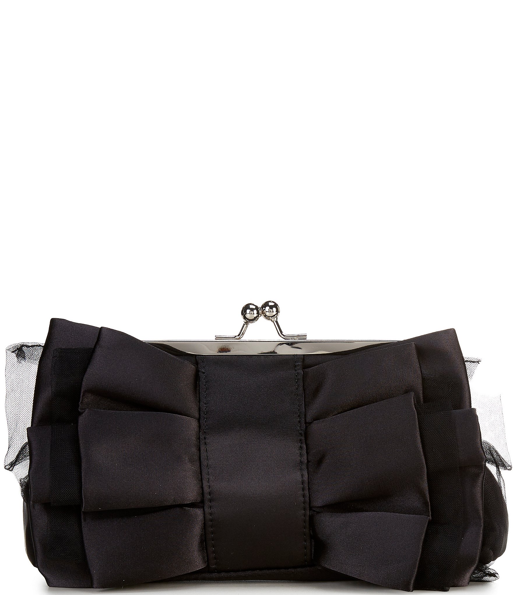 Cezanne Layered Satin Bow Kisslock Frame Clutch