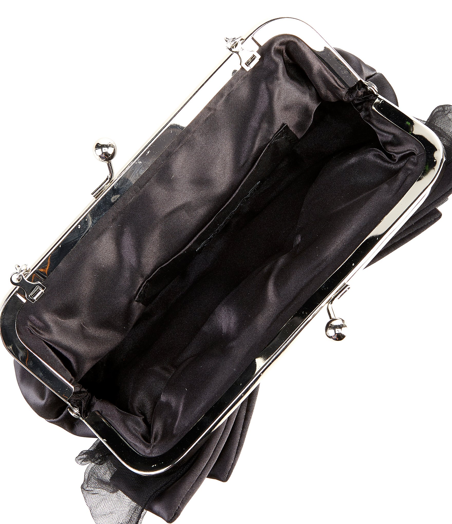 Cezanne Layered Satin Bow Kisslock Frame Clutch