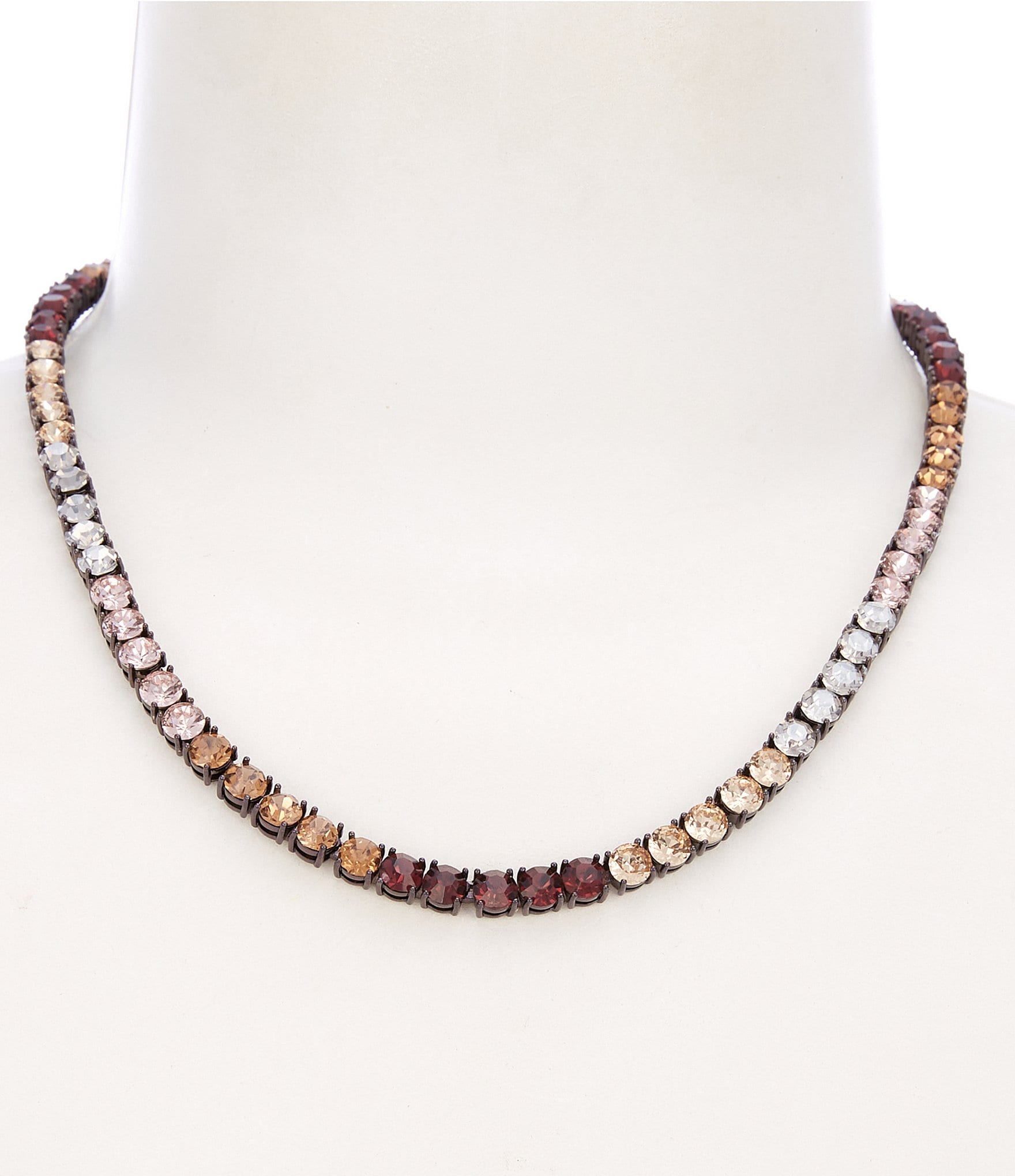 Cezanne Multi Color Round Stone Short Collar Necklace