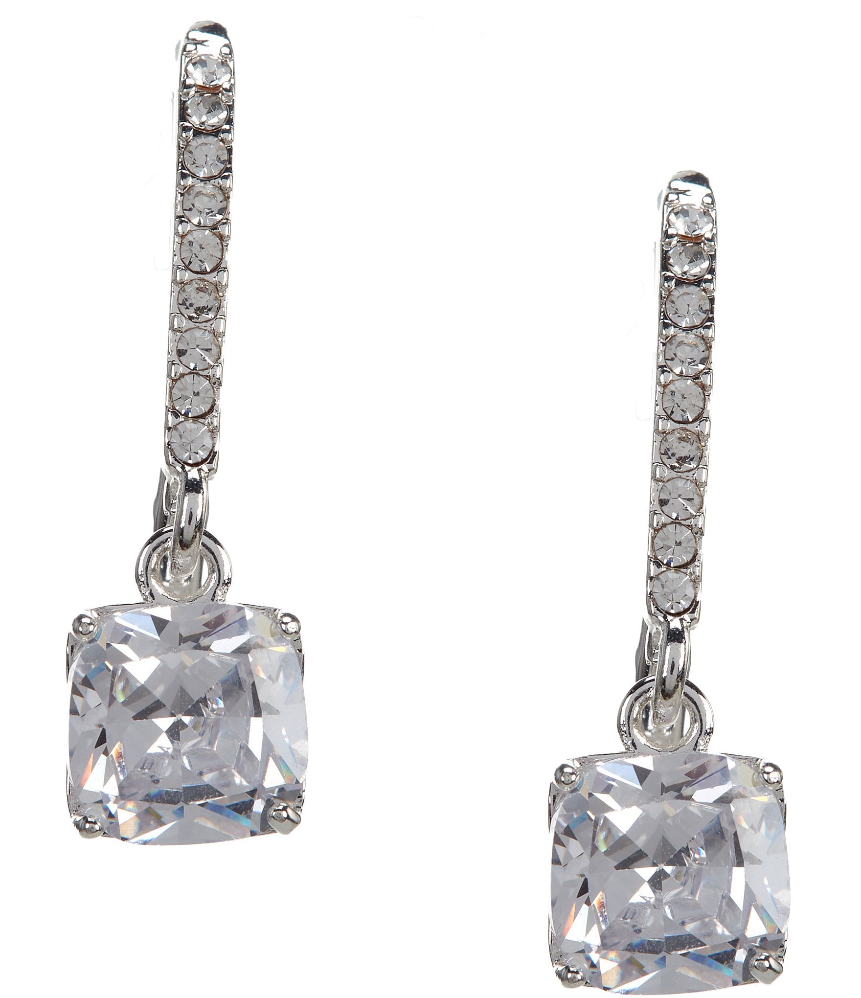 Cezanne Pave Cushion Cubic Zirconia Crystal Drop Earrings