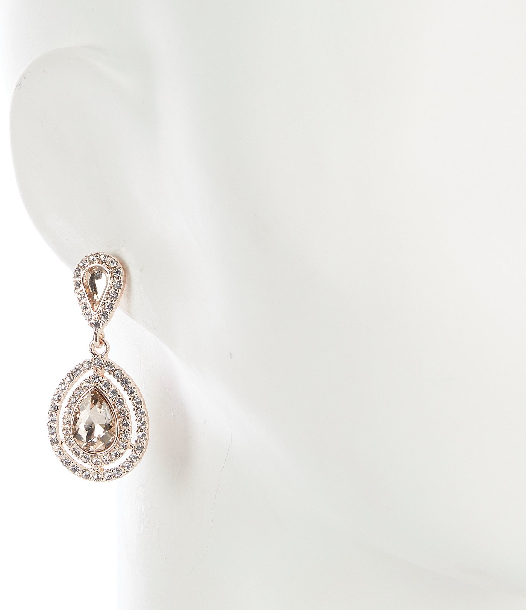 Cezanne Pave Double Crystal Tear Drop Earrings