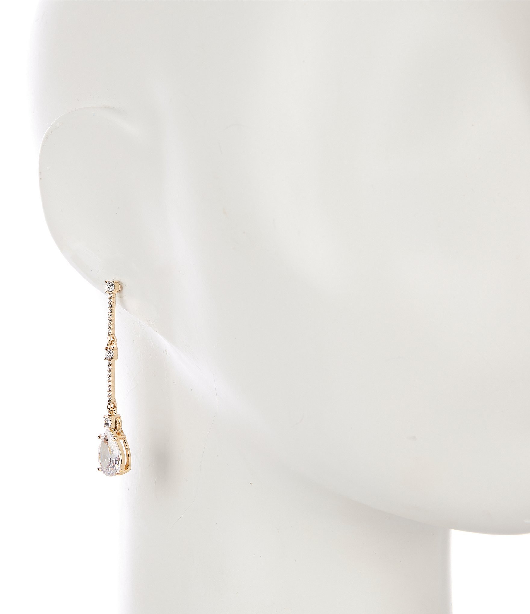 Cezanne Pave Stick CZ Teardrop Stone Linear Earrings