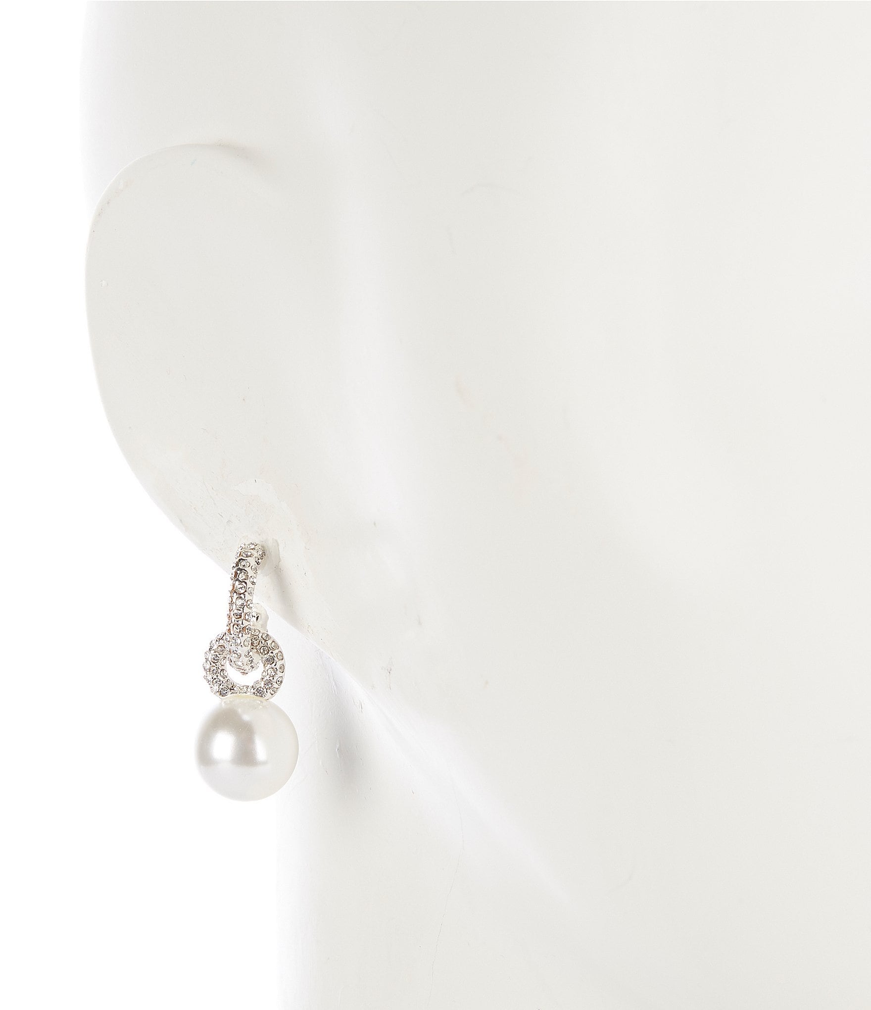 Cezanne Pearl Drop Pave Stone Hoop Earrings