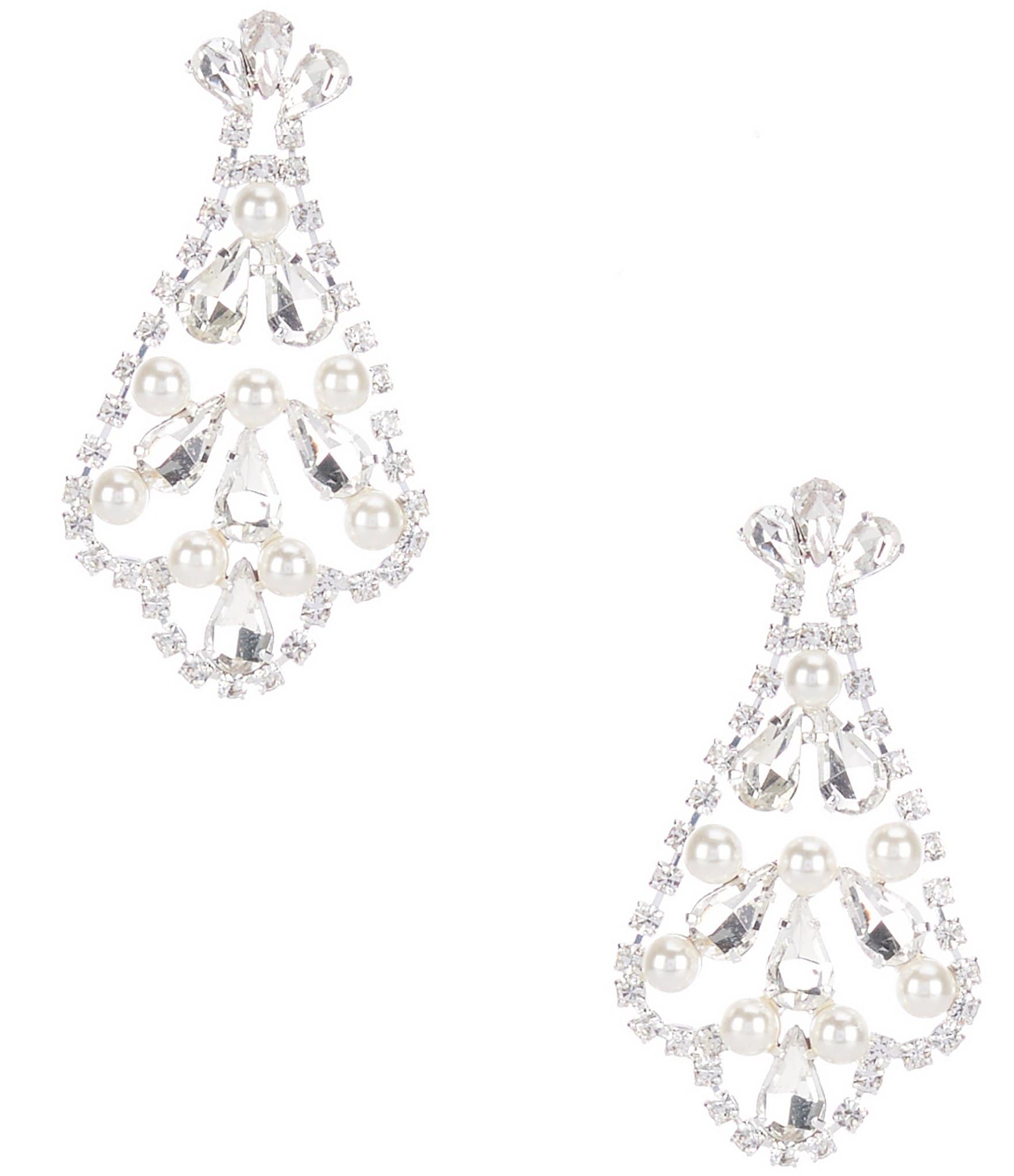 Cezanne Pearl Floral Crystal Drop Earrings