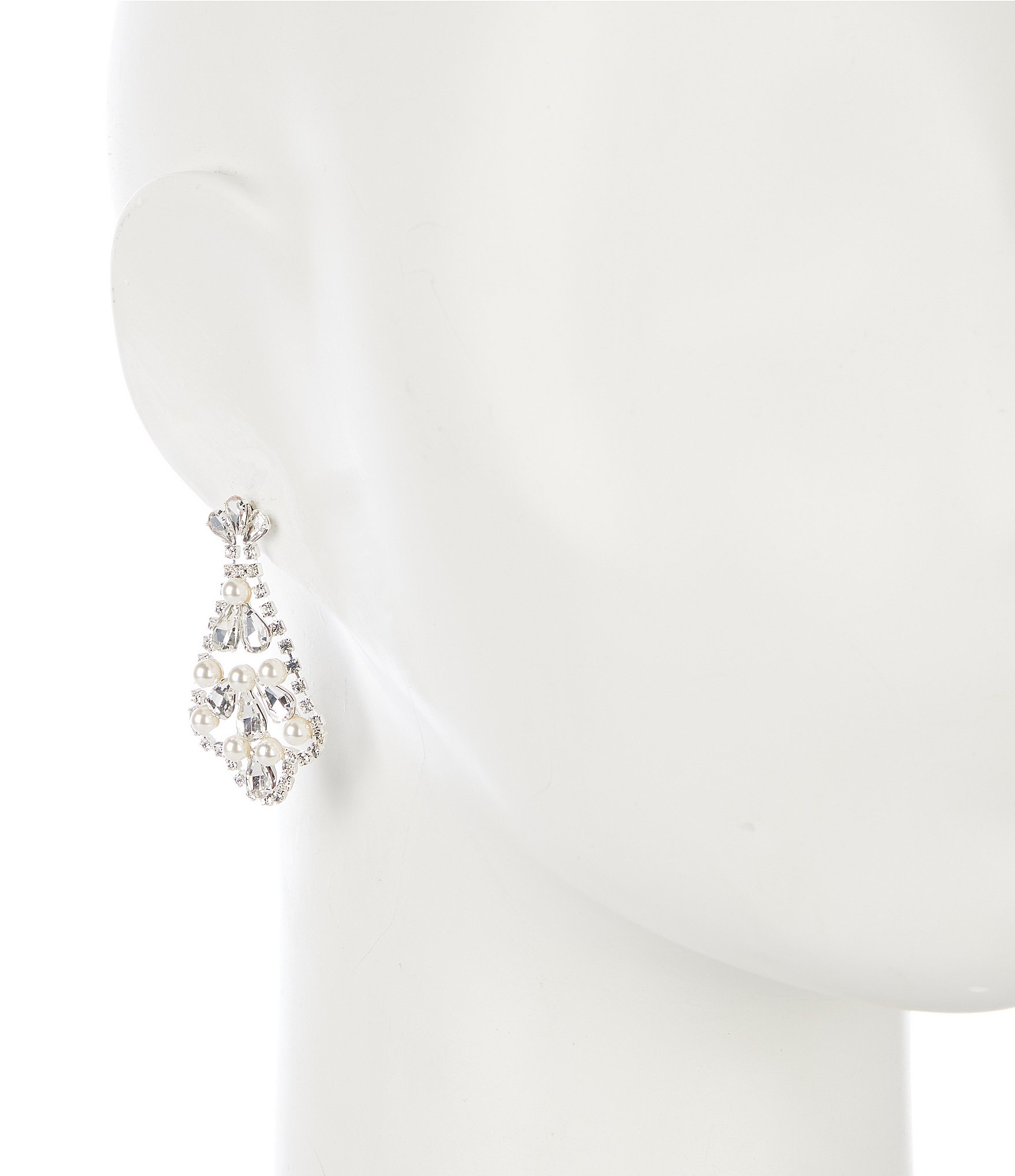 Cezanne Pearl Floral Crystal Drop Earrings