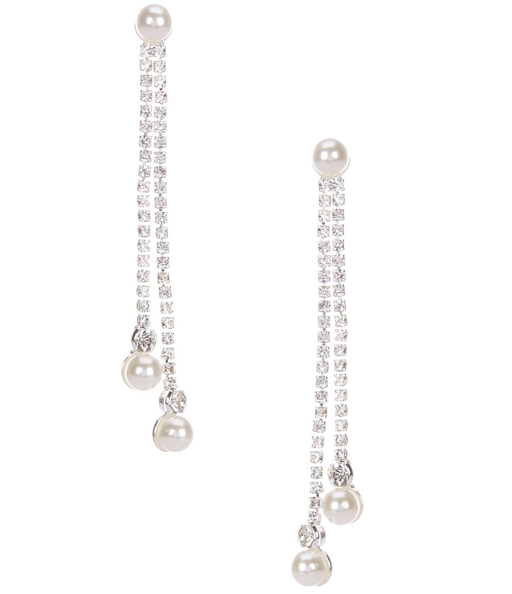 Cezanne Pearl Tassel Rhinestone Drop Earrings