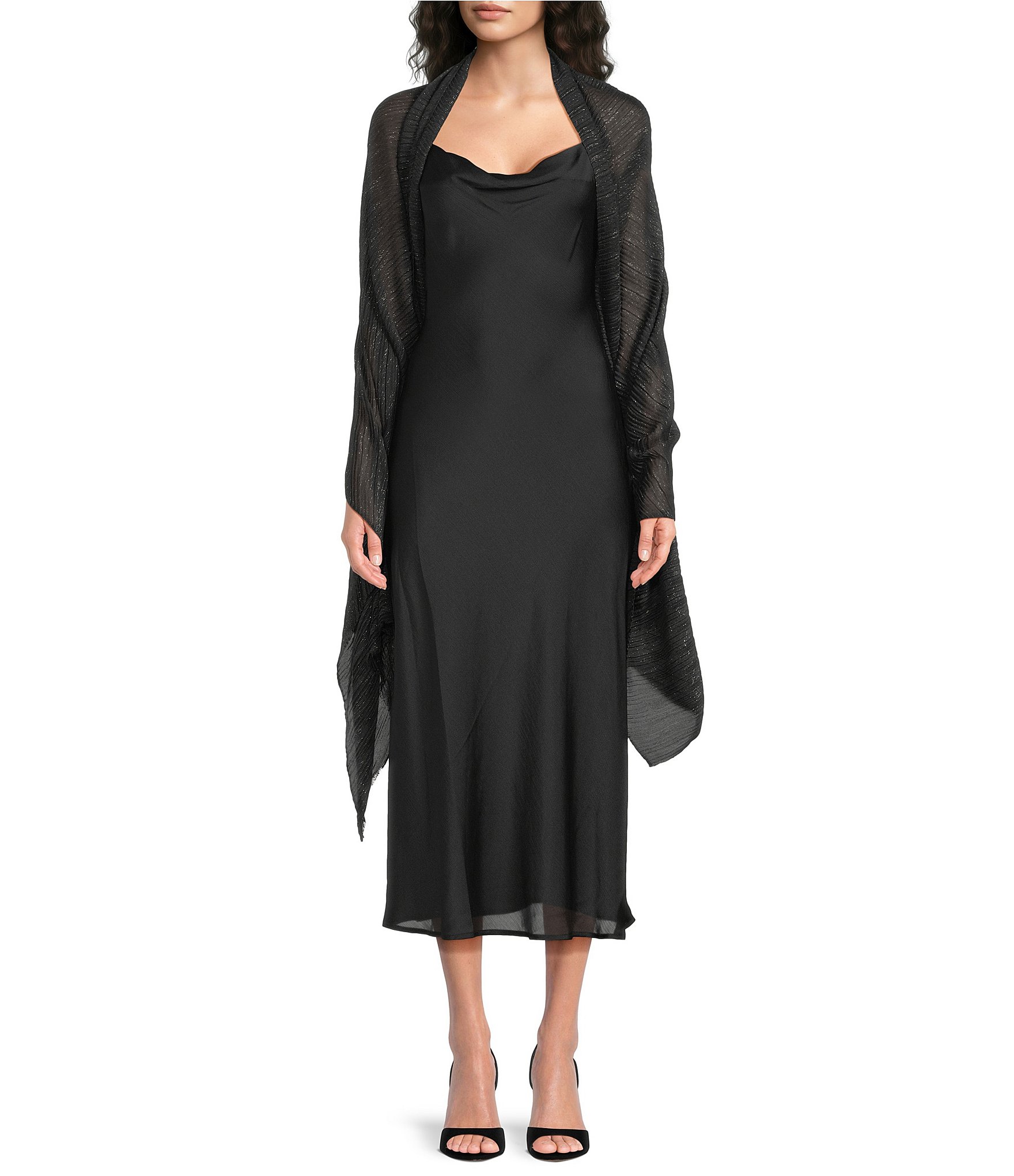 Cezanne Pleated Diagonal Scarf Evening Wrap