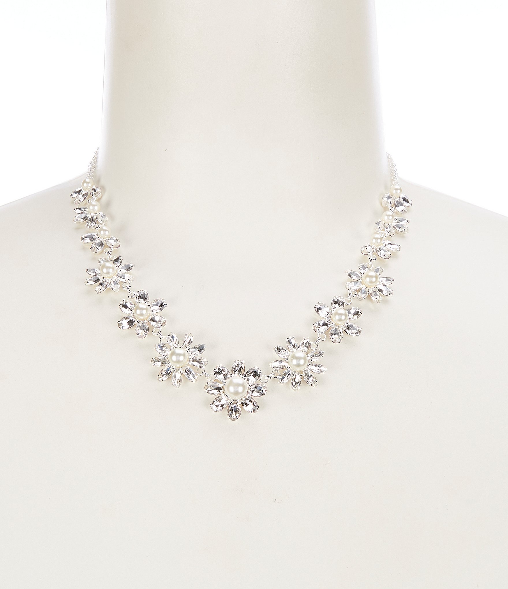 Cezanne Primavera Crystal Pearl Frontal Necklace