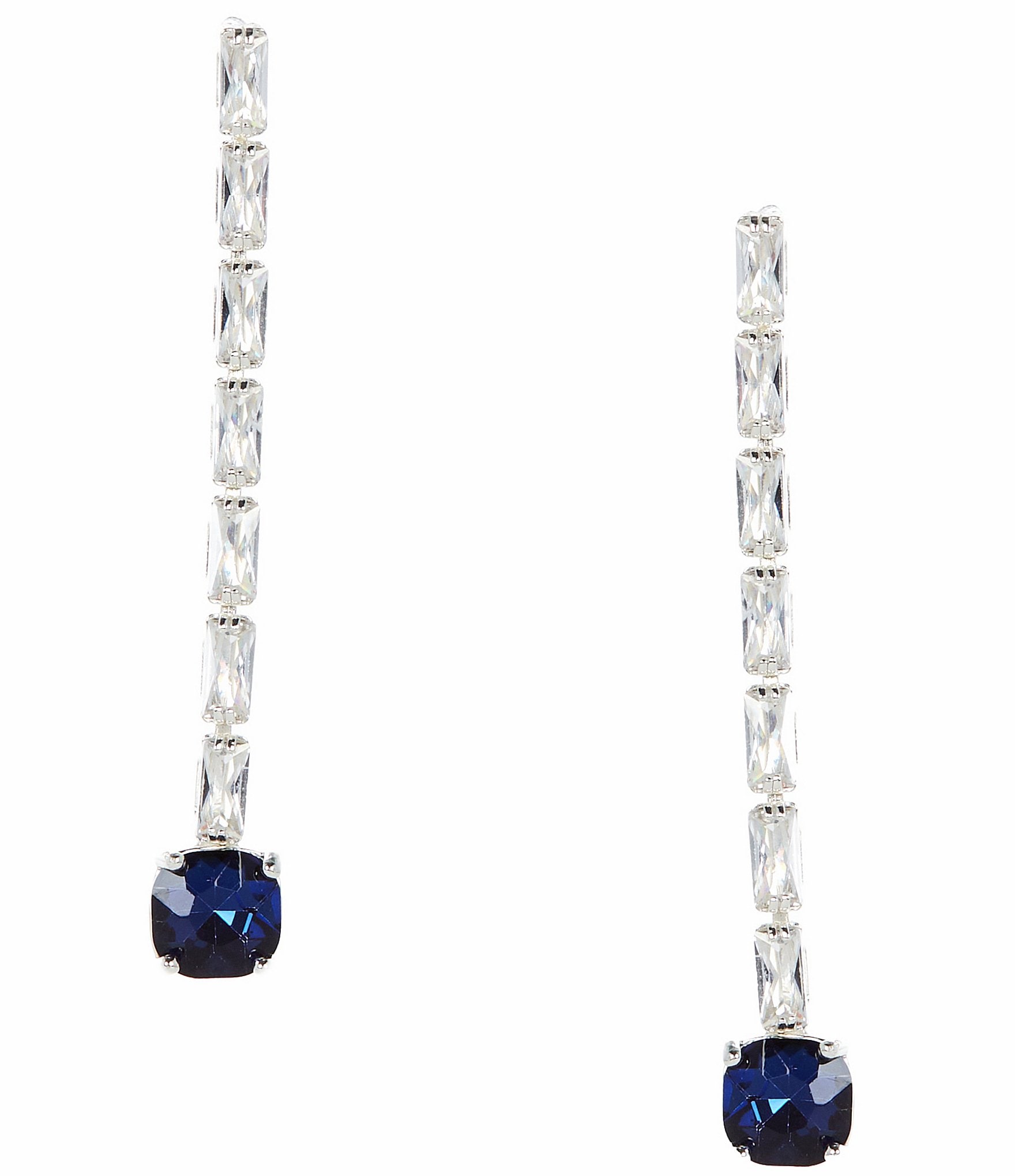 Cezanne Rectangle Rhinestone Chain Montana Stone Linear Earrings