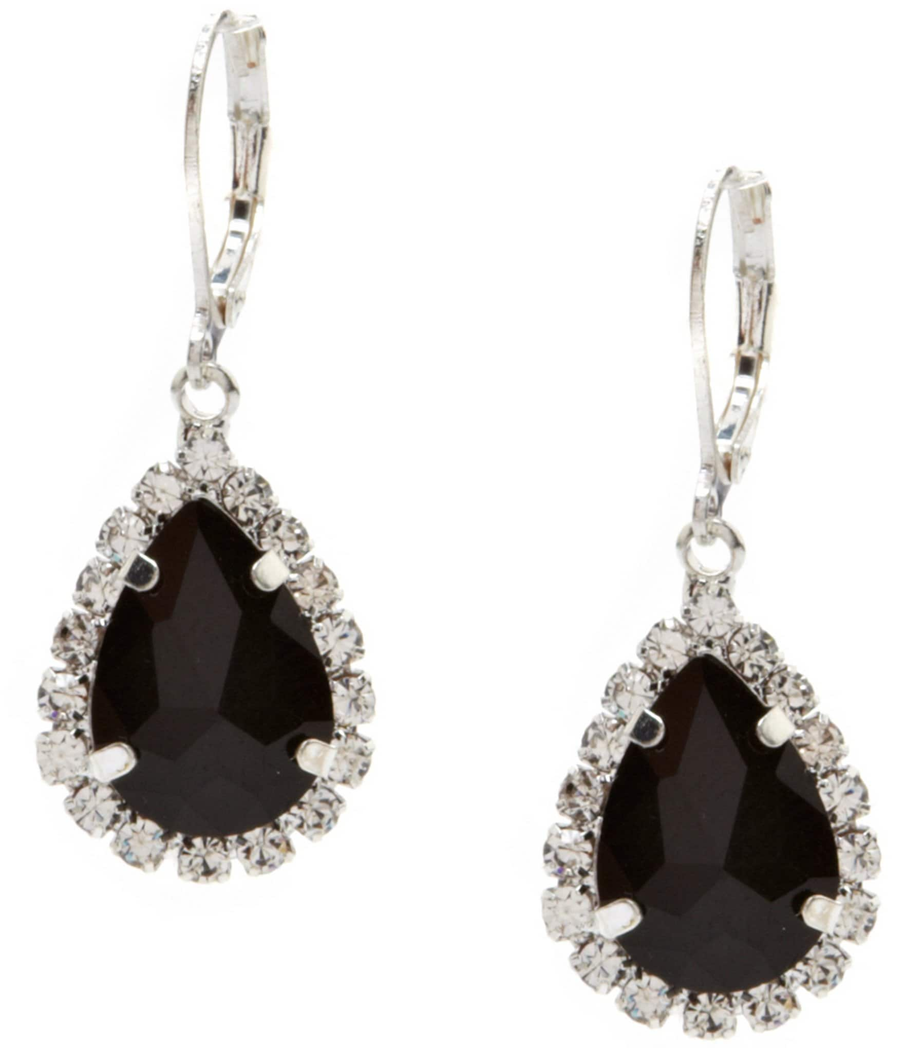 Cezanne Crystal Rhinestone Framed Pear Drop Earrings