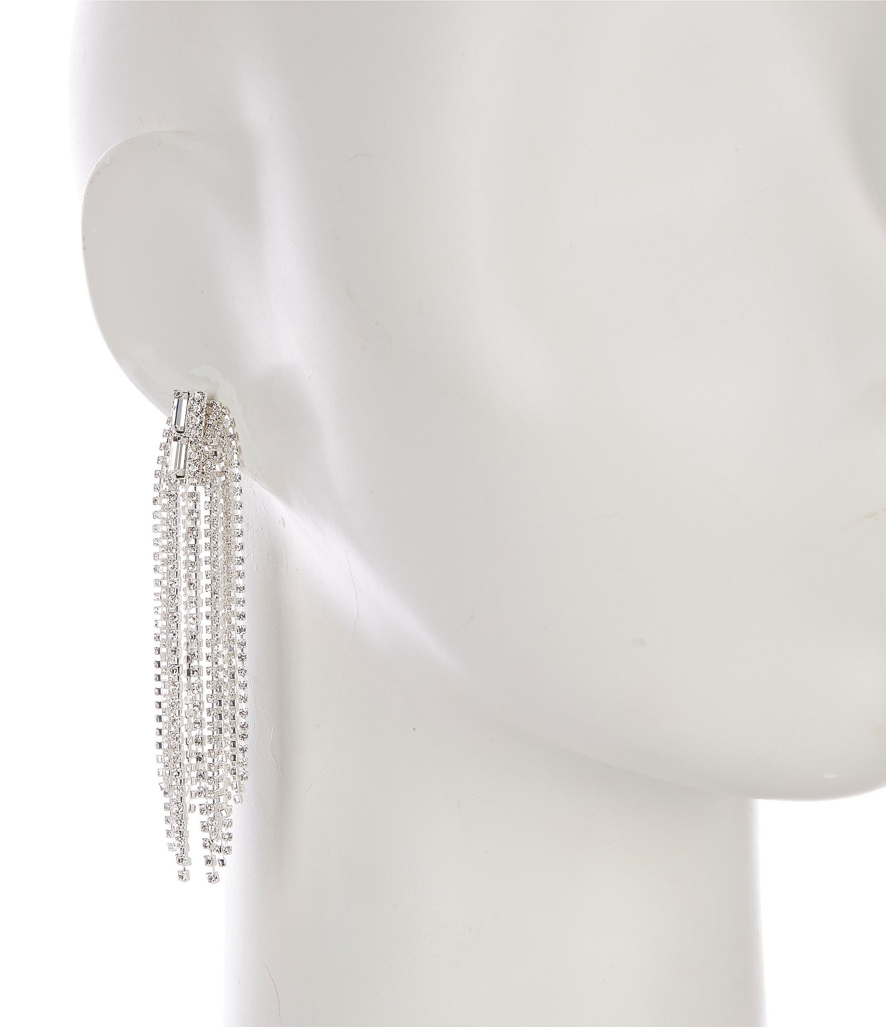 Cezanne Rhinestone Knot Fringe Drop Earrings