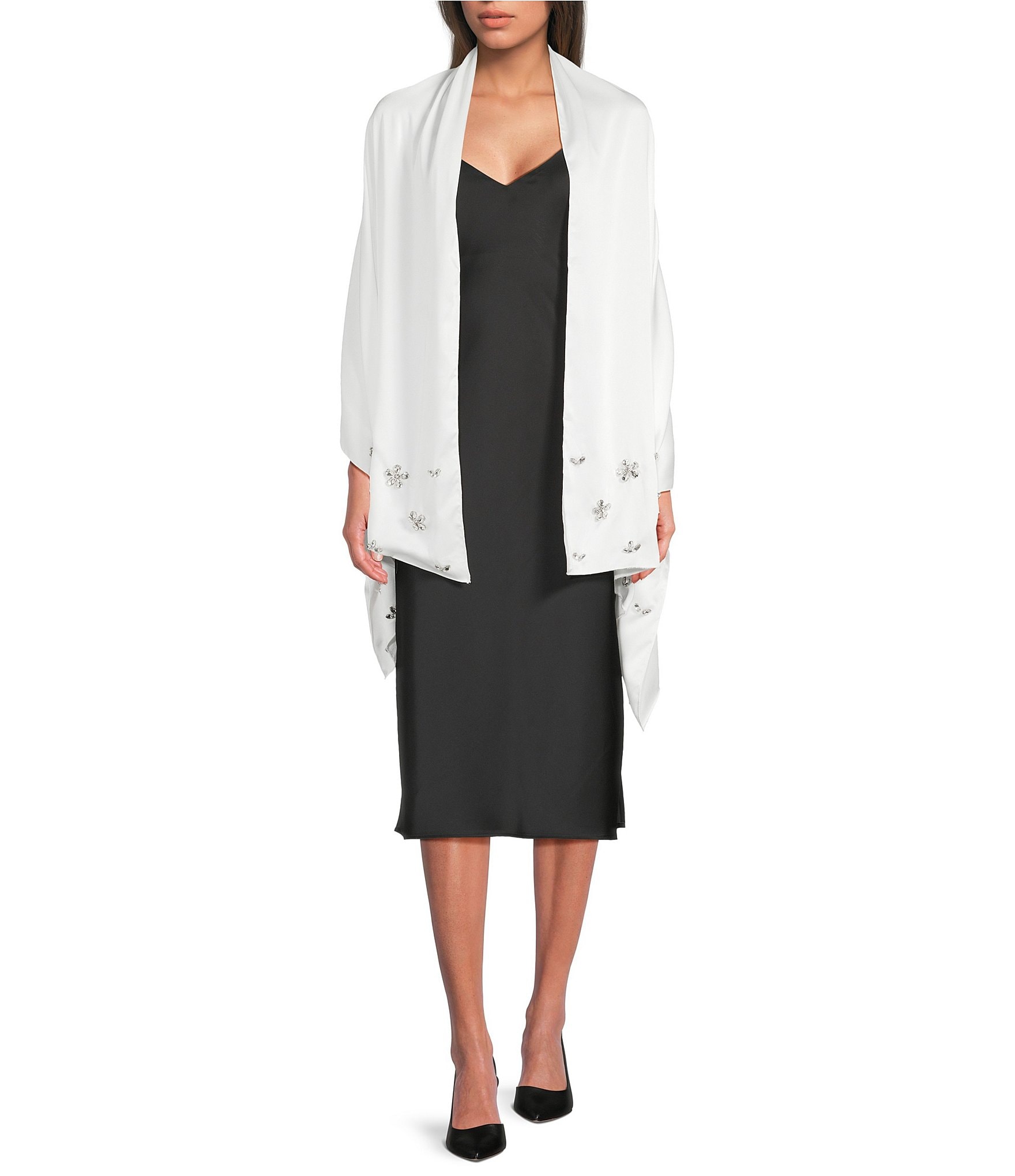 Cezanne Satin Pearl Cluster Evening Wrap