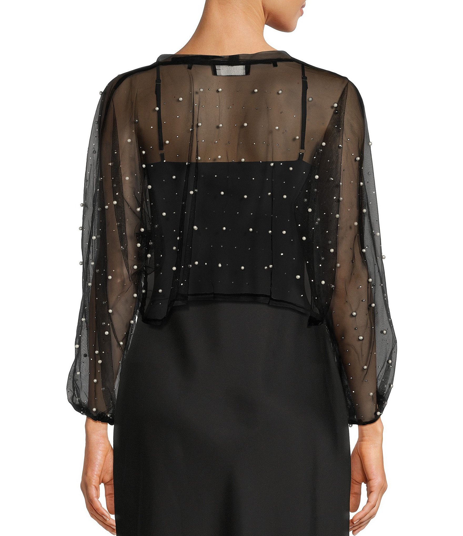 Cezanne Solid Pearl-Gem Embellished Bolero