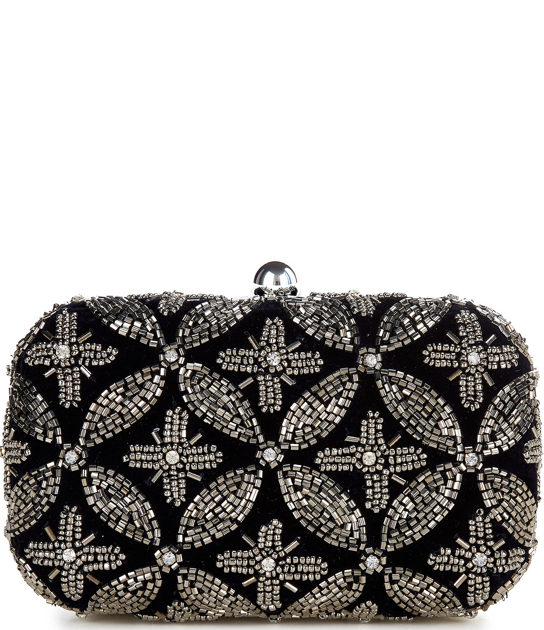 Cezanne Velvet Beaded Minaudiere Bag