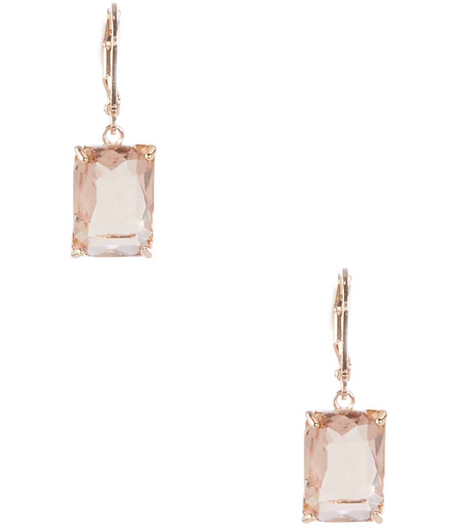 Cezanne Vintage Rose Faceted Square Stone Drop Earrings