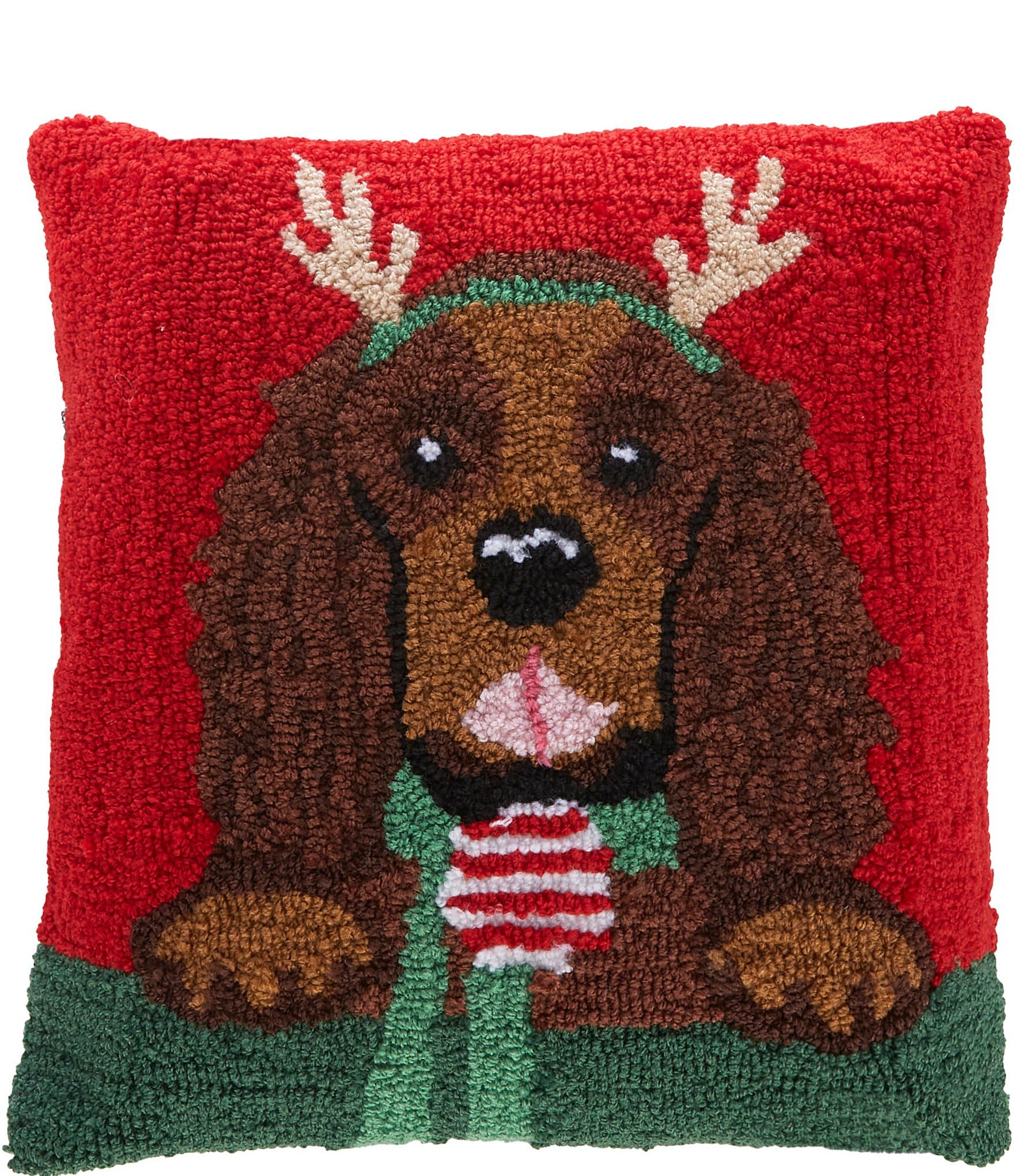 C&F Home Woodland Reindeer Hooked Pillow