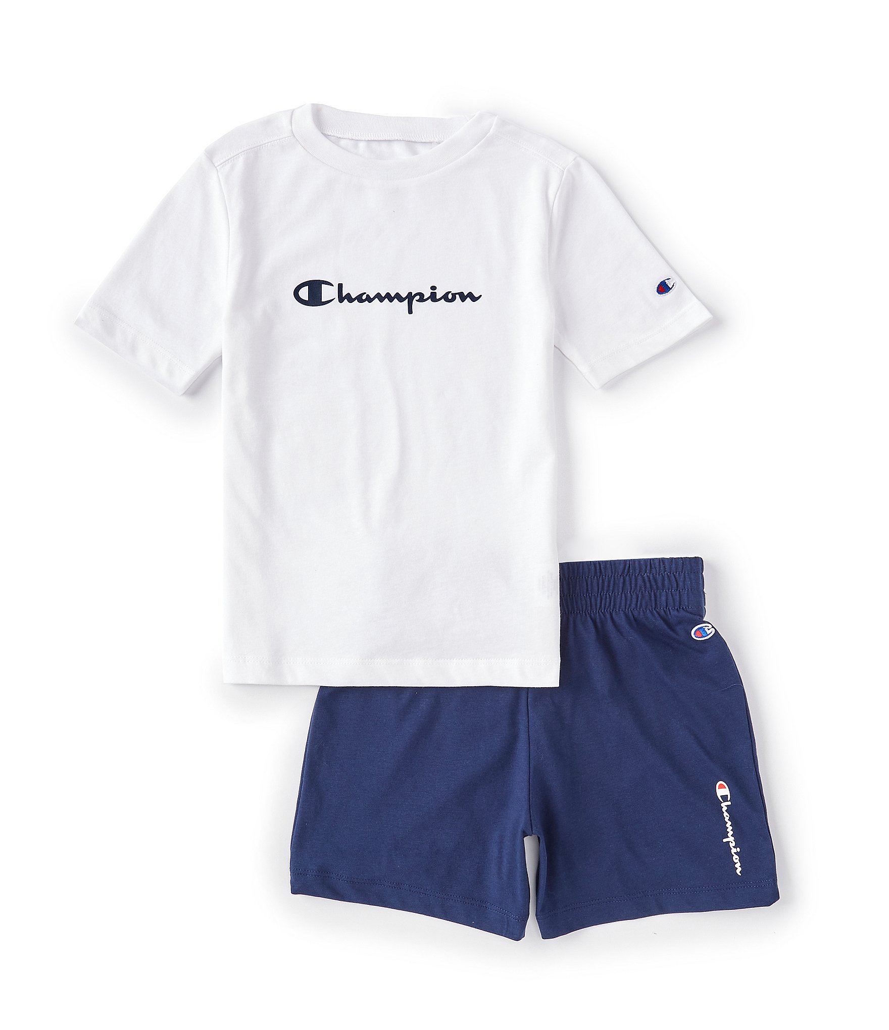 Nautica Little Boys 4-7 Short-Sleeve Color Block Logo Graphic Tee Solid Logo-Detailed French Terry Shorts Set - 6