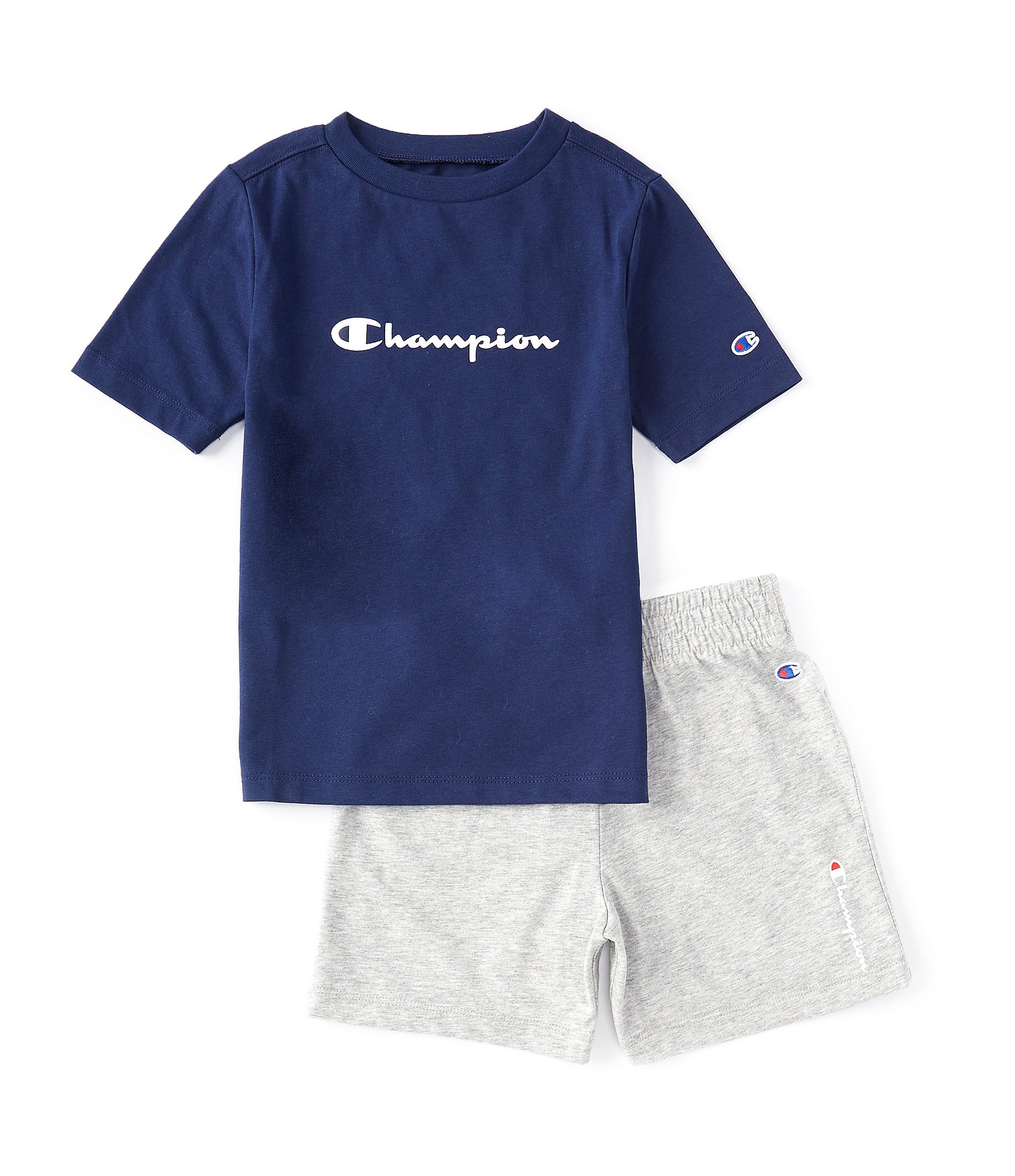 Champion Little Boys 2T-7 Short Sleeve Script Tee & Solid Shorts Set ...