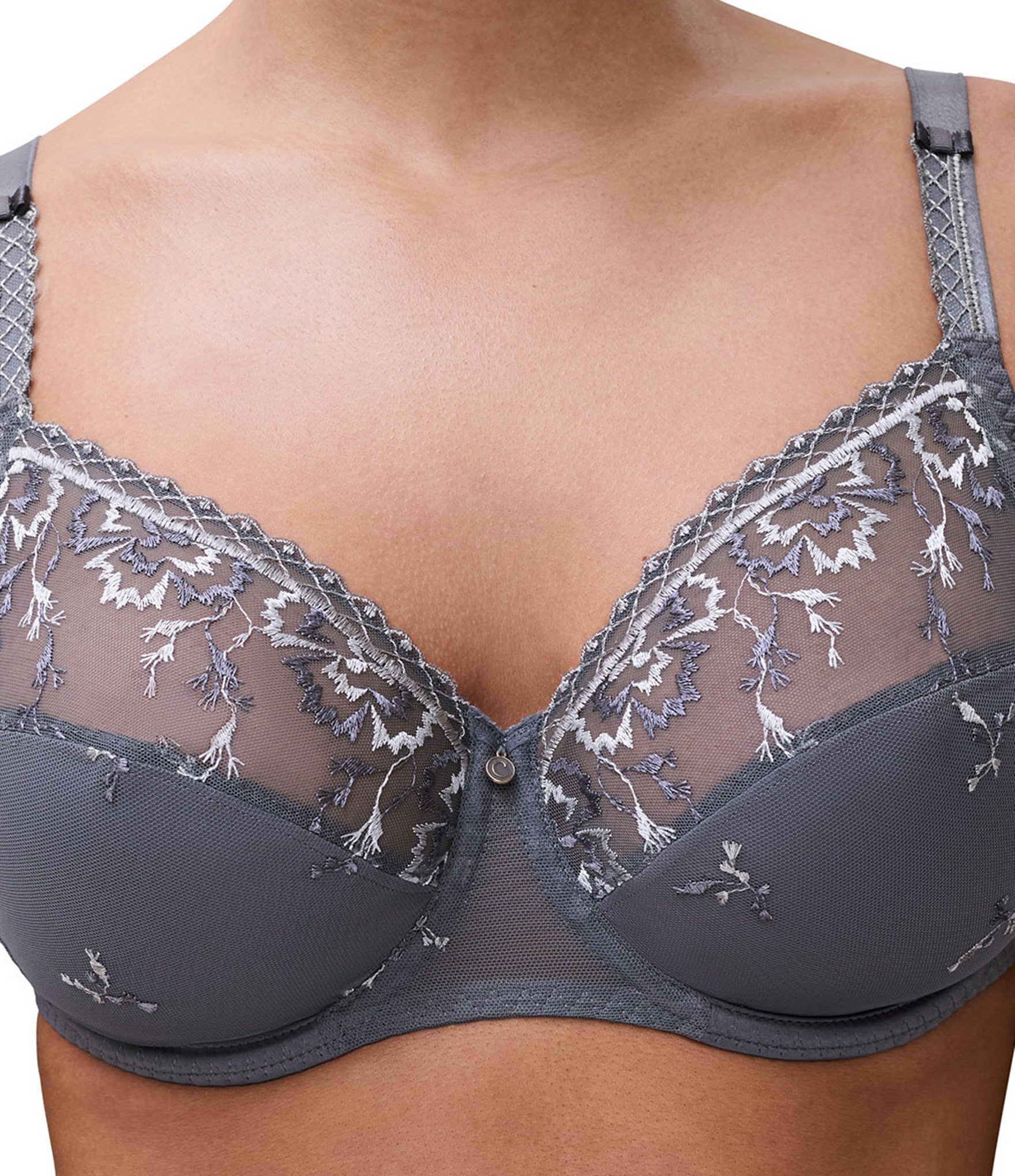 Chantelle Full Coverage Unlined Embroidered Mesh Bra