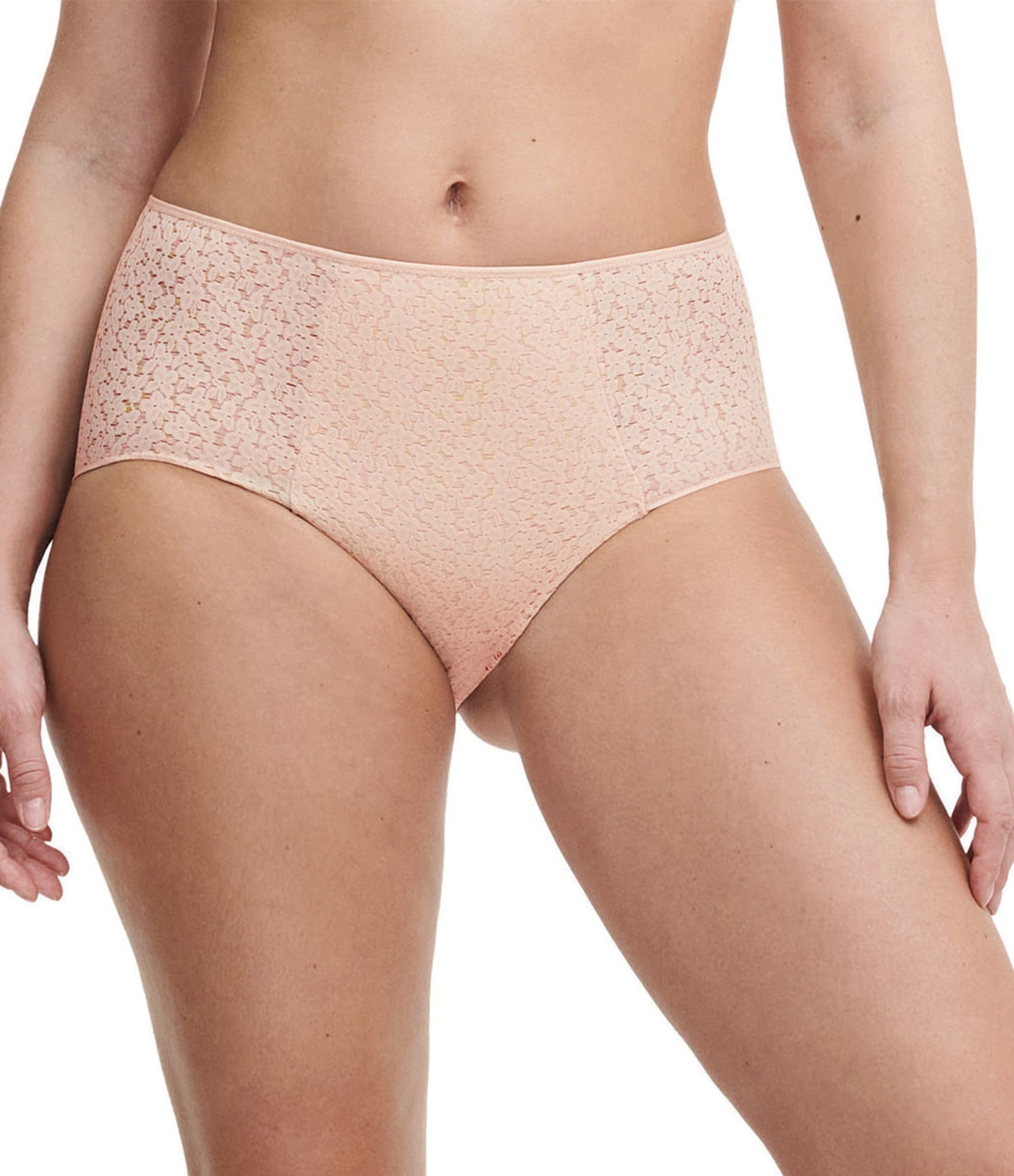 Cotton High-Waist Brief Panty With Lace Waist