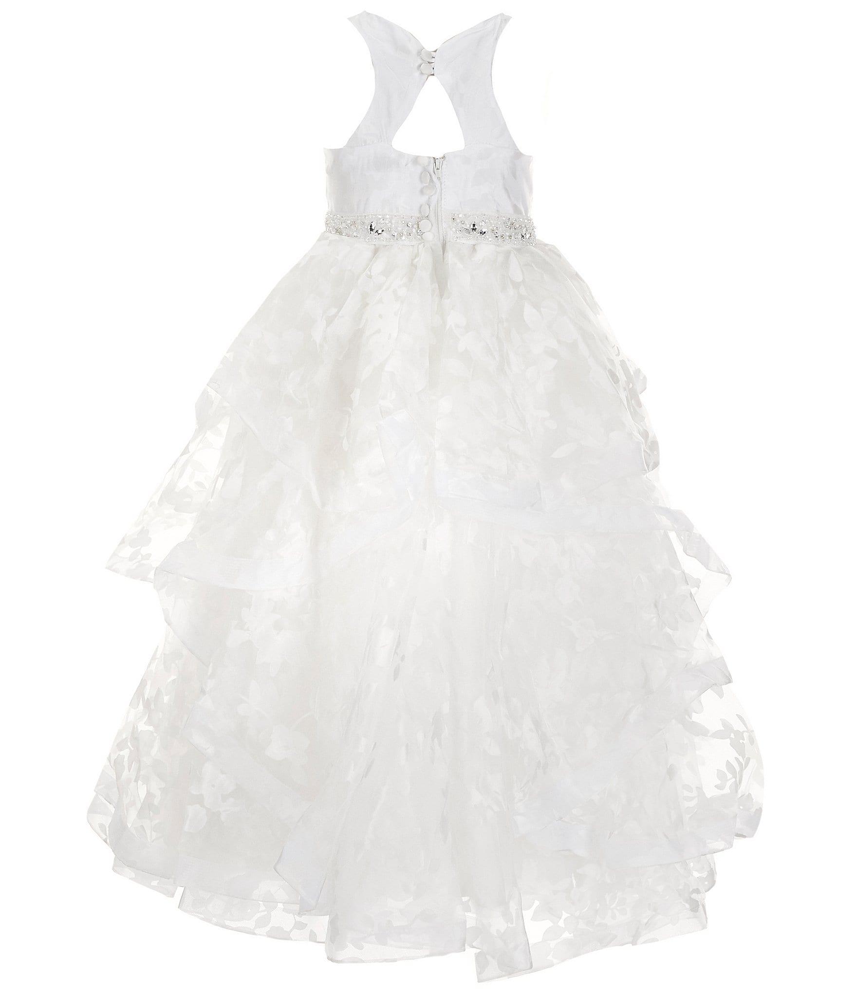 Chantilly Place Little Girls 2T-6X Printed Organza Cascade Horsehair Skirt Dress