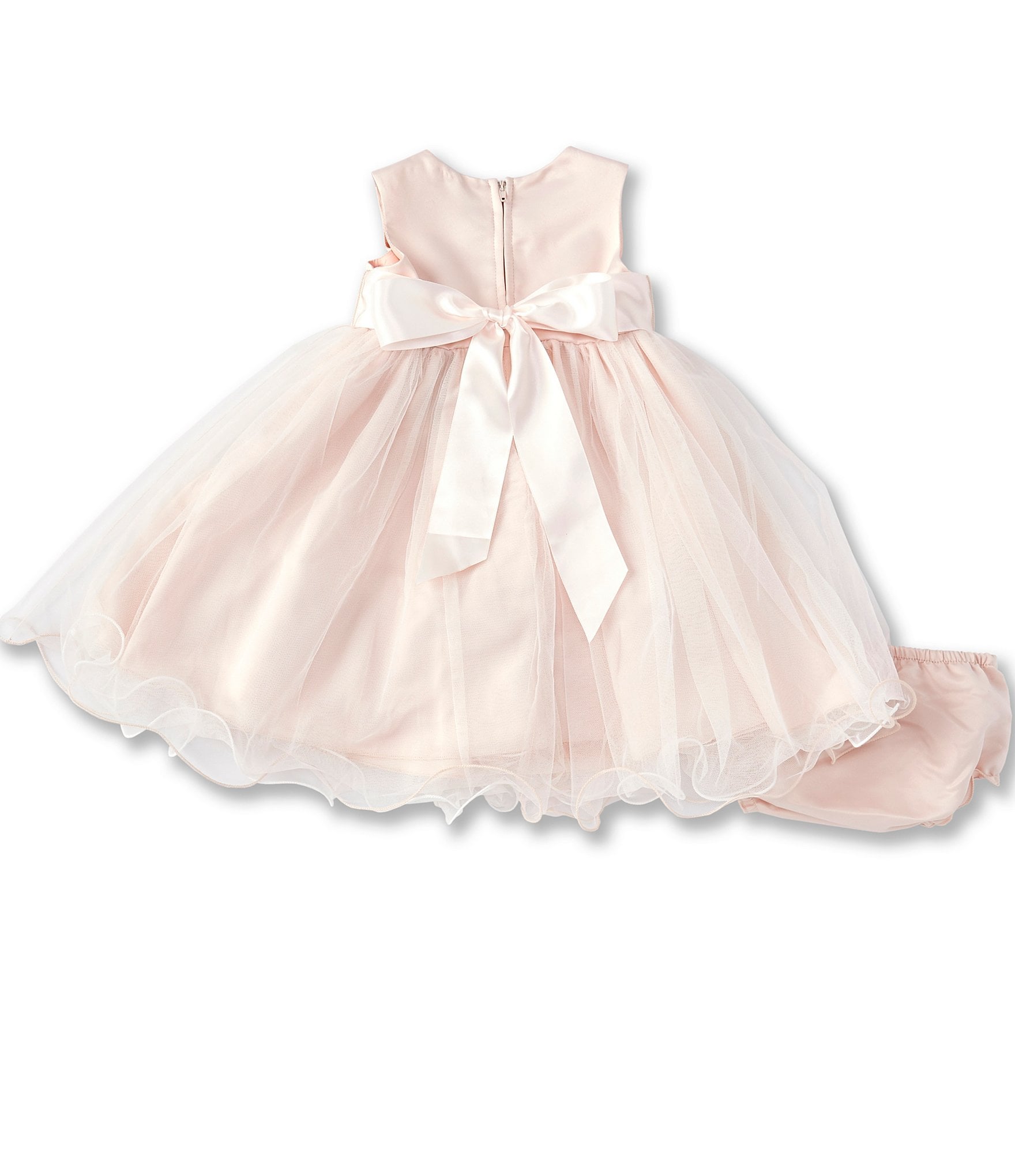 Chantilly Place Baby Girls 12-24 Months Floral-Belt Satin/Mesh Fit-And-Flare Dress