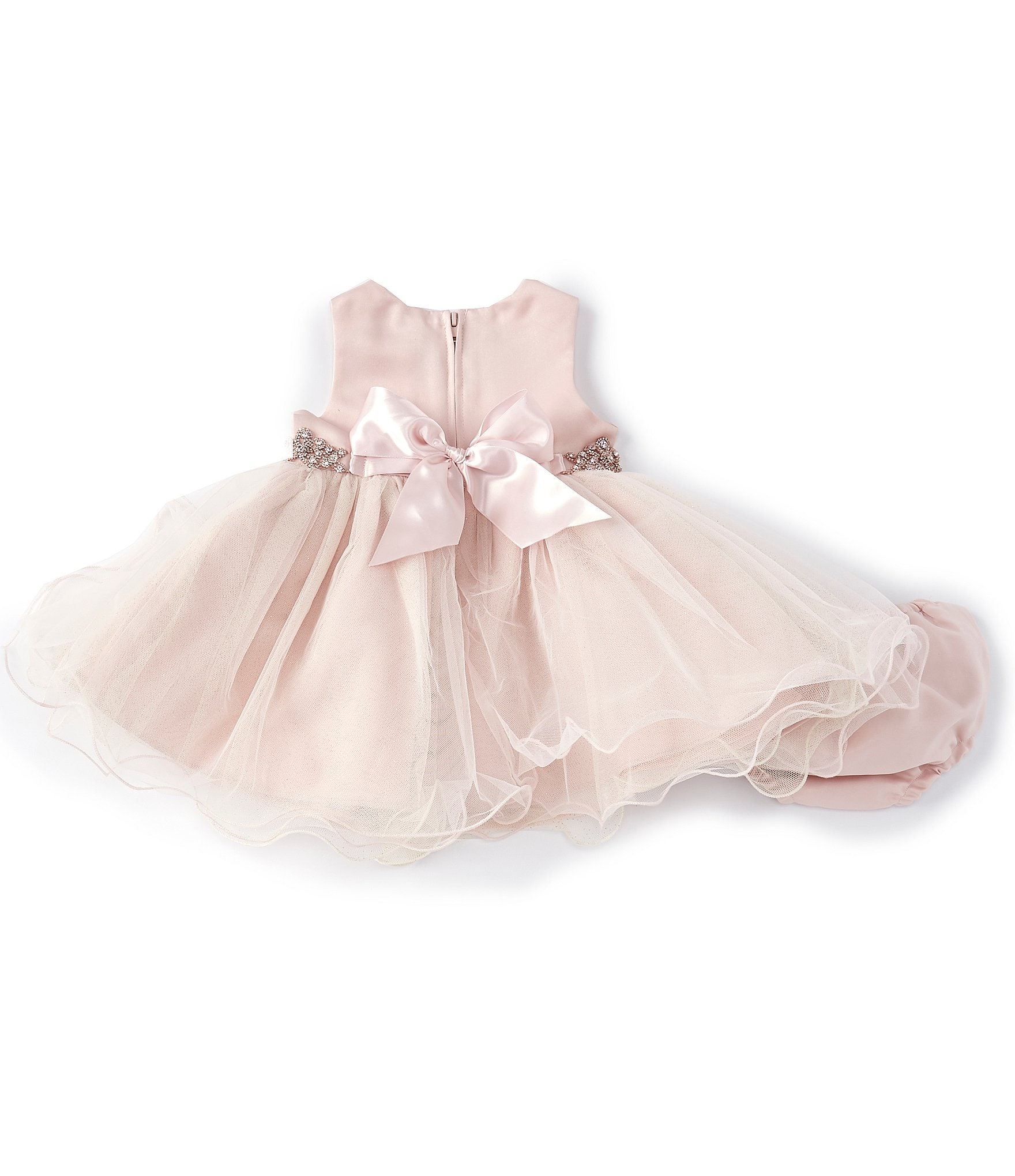 Chantilly Place Baby Girls 3-24 Months Satin/Mesh Wire-Hem Fit-And-Flare Dress