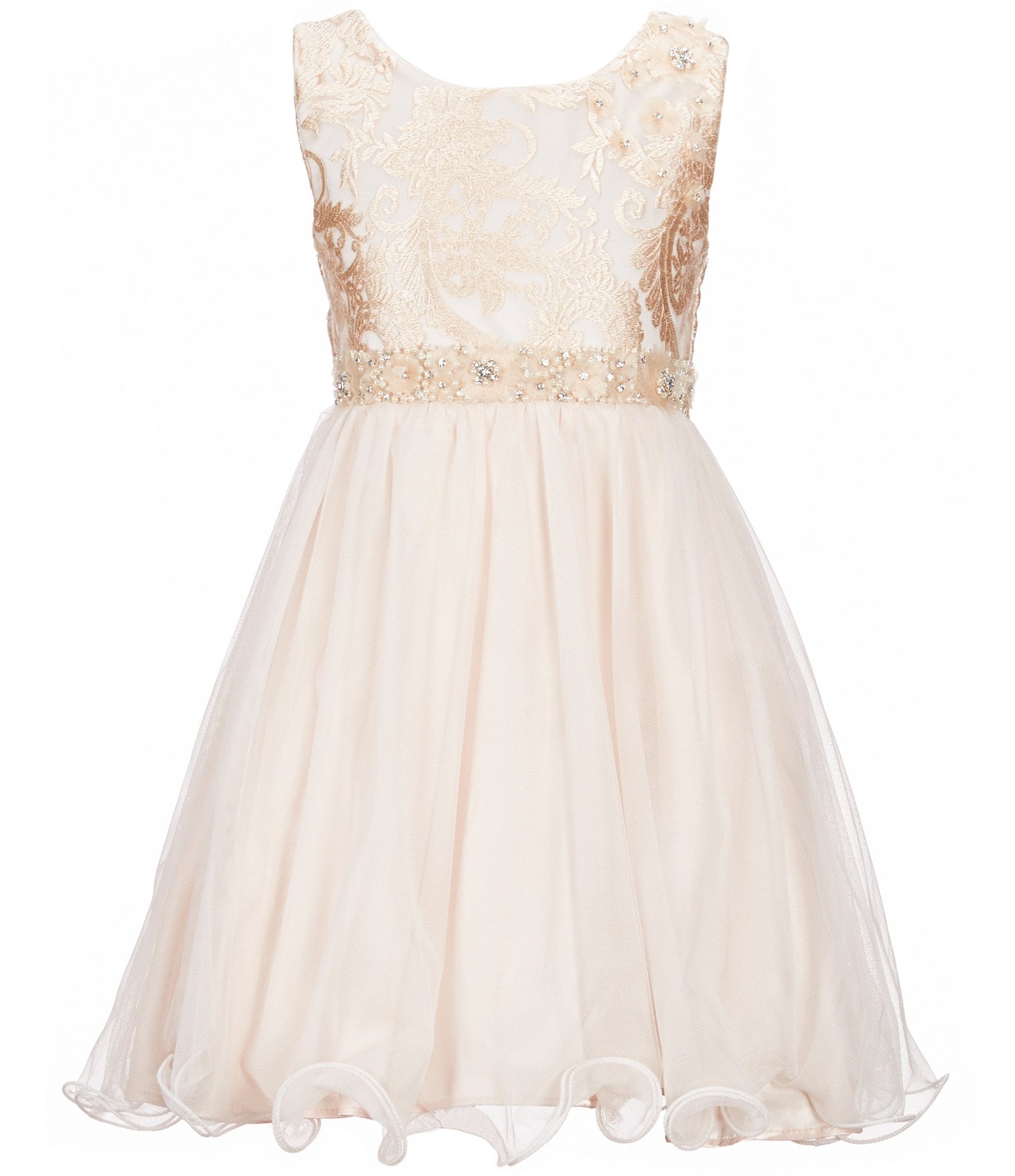 Chantilly Place Big Girls 7-16 Sleeveless Embellished Mesh Dress | Dillards