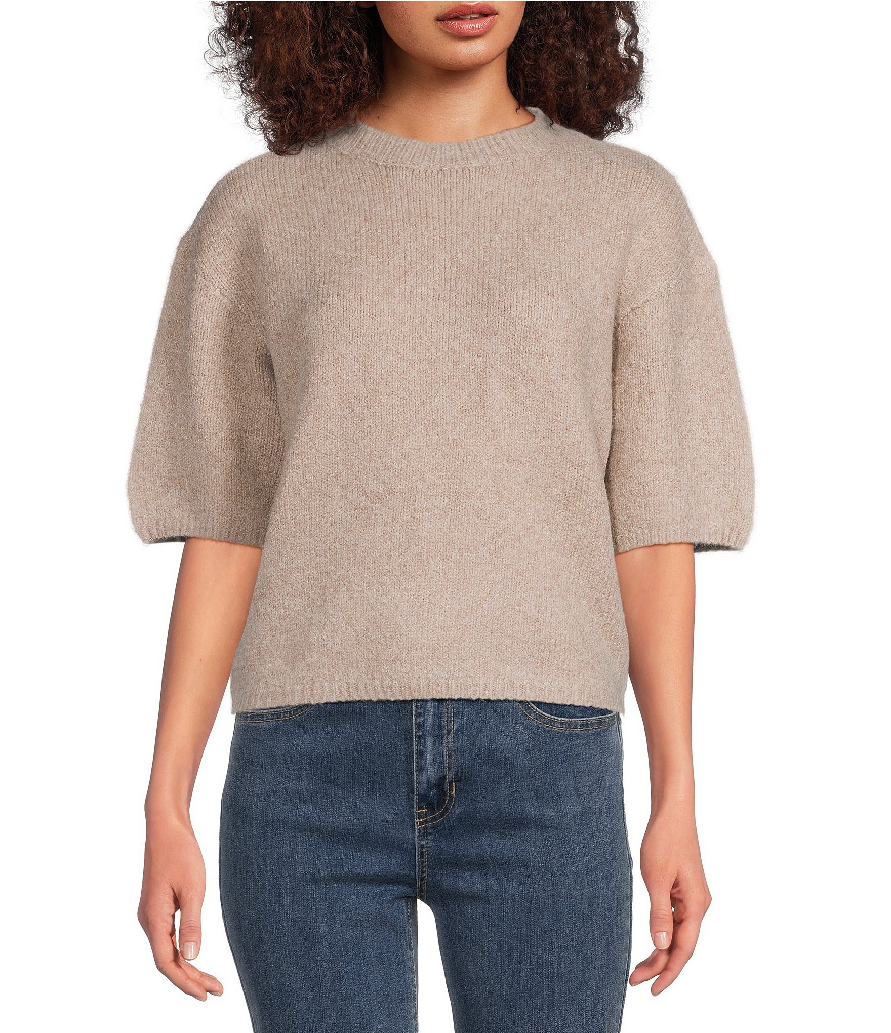Charlie B. Knit Crew Neck Short Sleeve Top