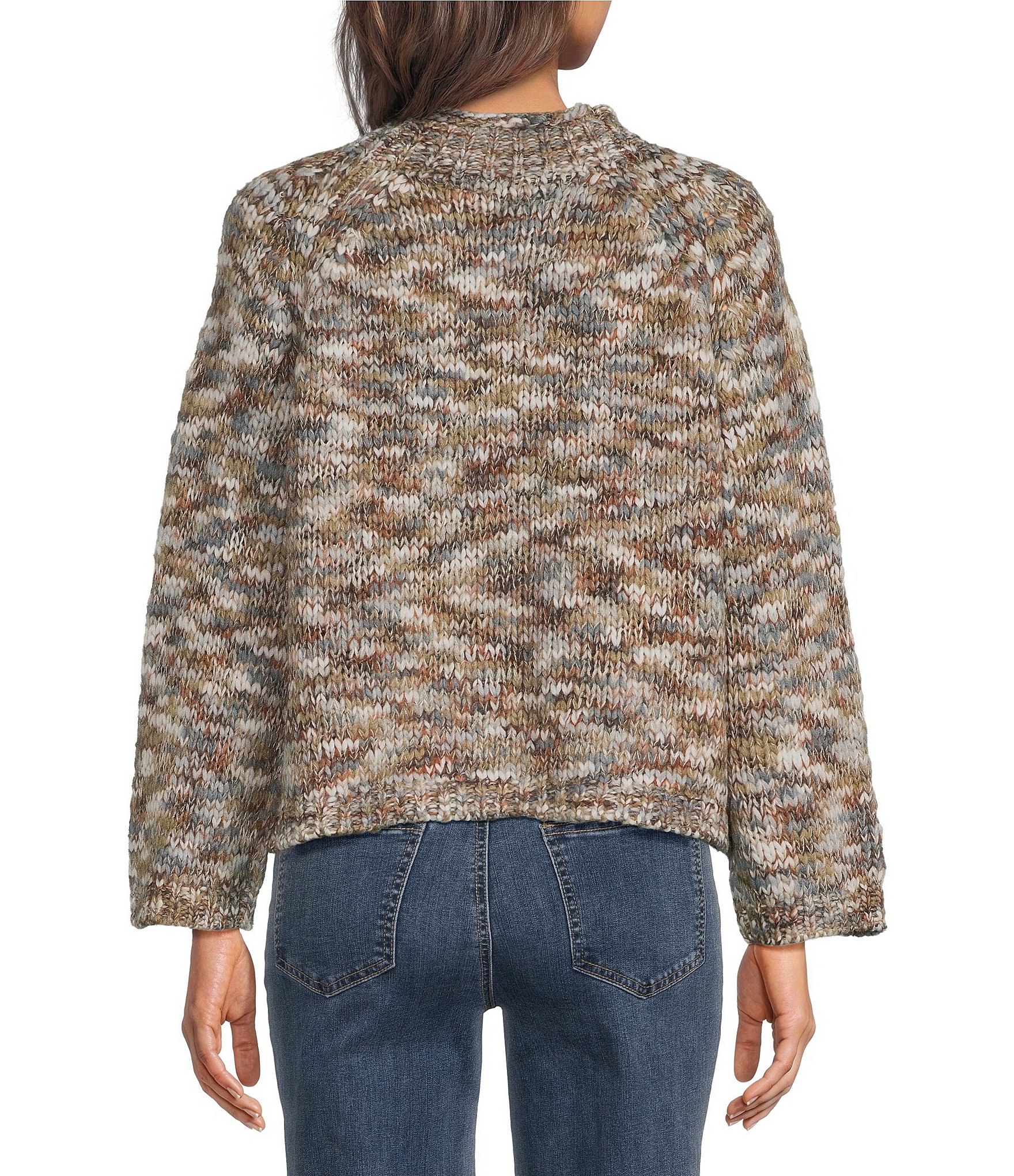 Charlie B. Knit Space Dye Mock Neck Long Sleeve Sweater