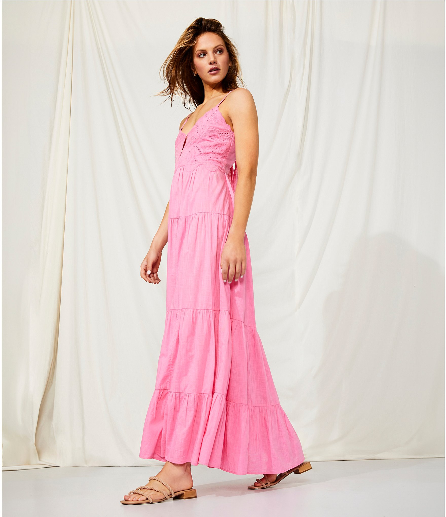 Chelsea Violet Alyssa Sweetheart Neckline Sleeveless Cotton Slub Maxi Dress The Shops at Willow Bend