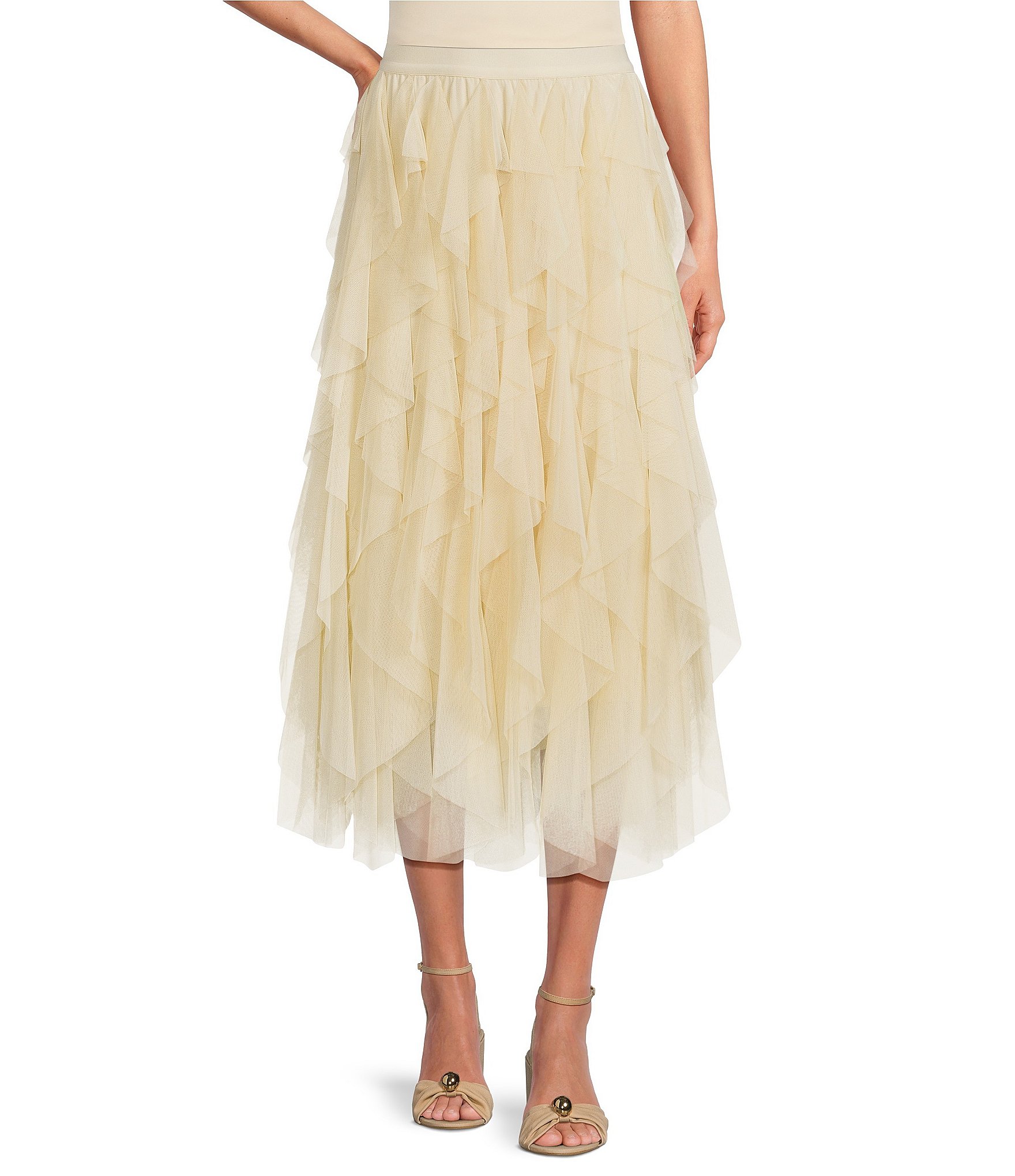 Chelsea & Violet Asta Tulle Midi Skirt