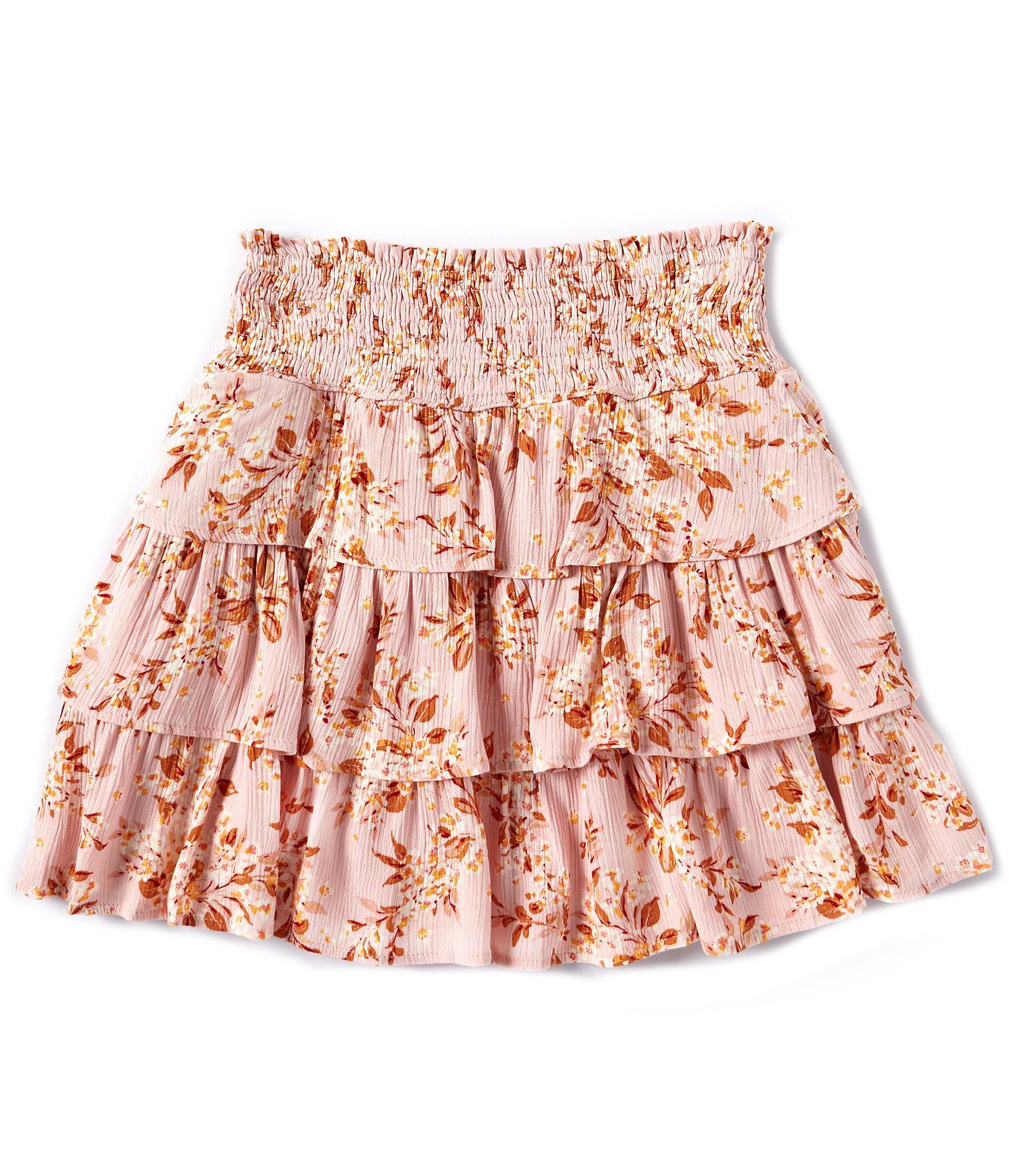 Chelsea And Violet Big Girls 7 16 Floral Smocked Tiered Ruffle Skirt