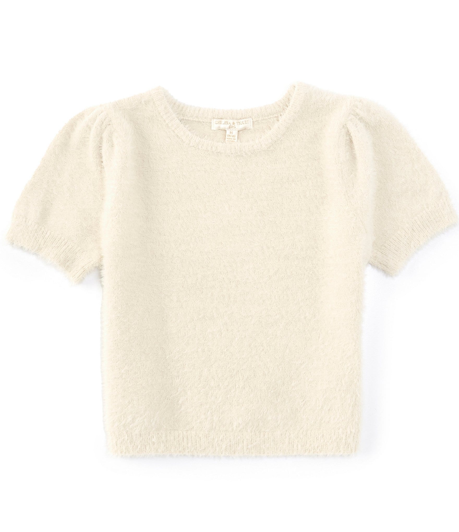 Chelsea & Violet Big Girls 7-16 Short Sleeve Eyelash Sweater