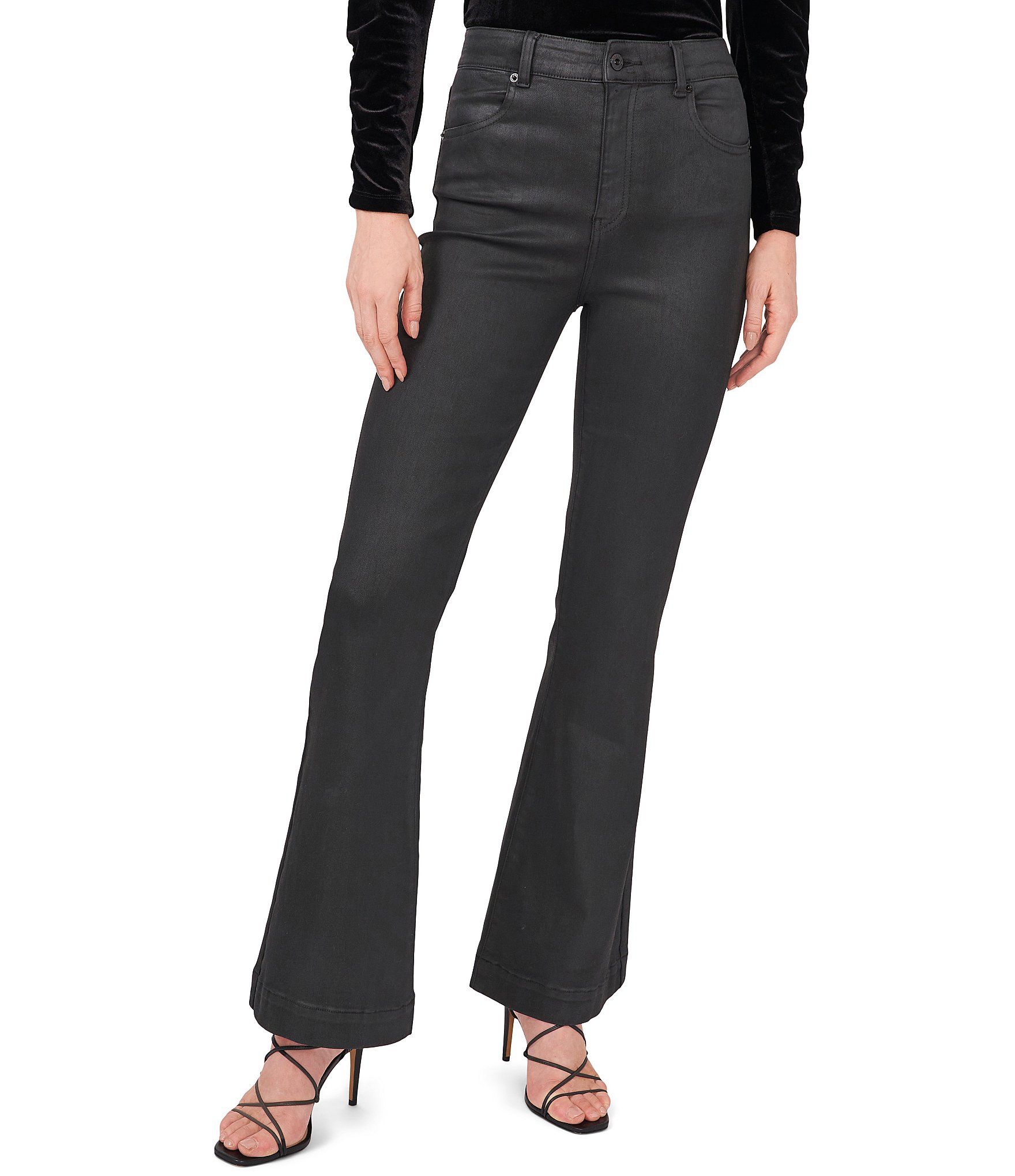 Chelsea & Violet Coated Stretch Flare Leg Mid Rise Jeans | Dillard's