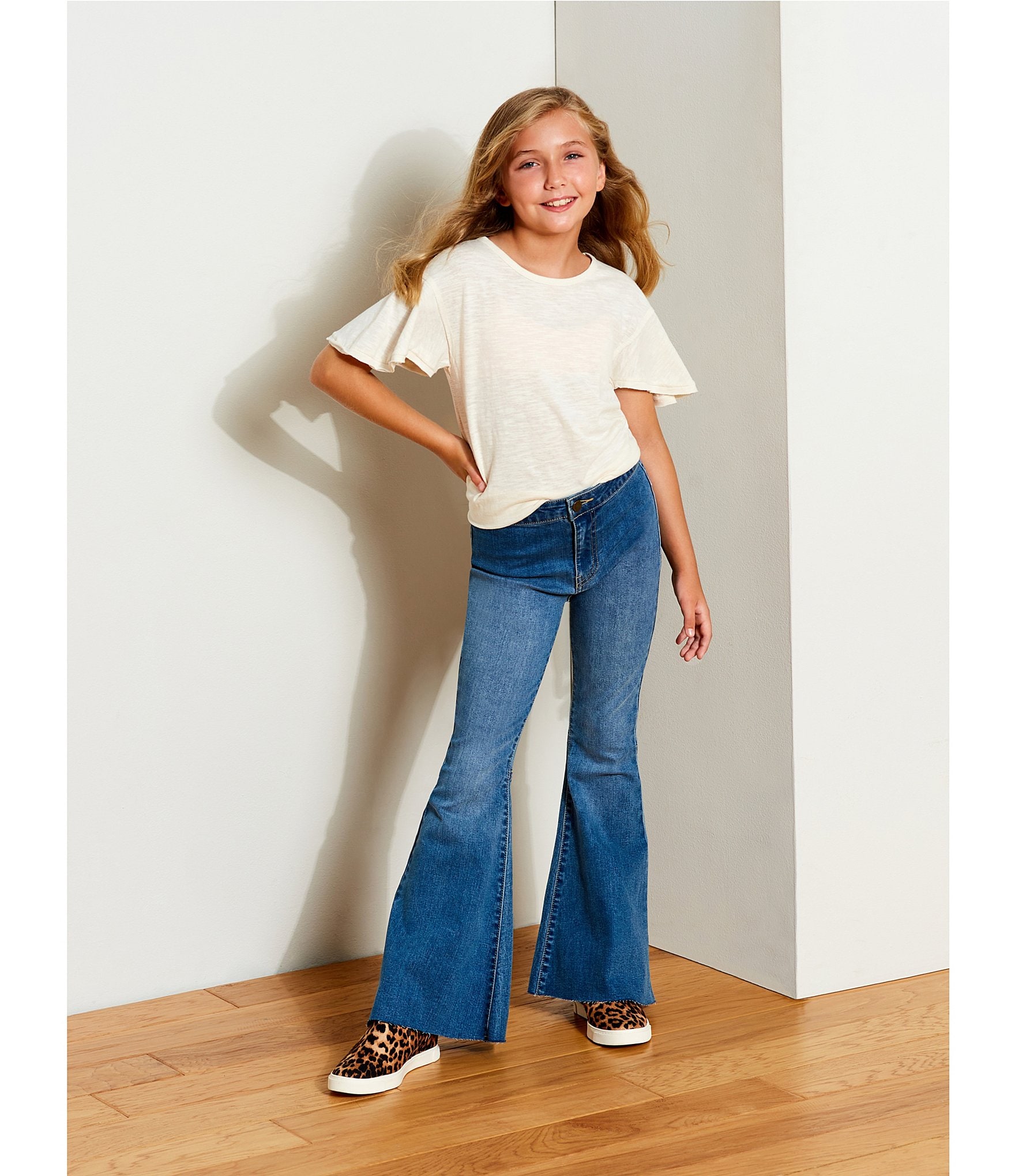 Chelsea & Violet Girls Big Girls 7-16 Denim Exaggerated Flare Jeans