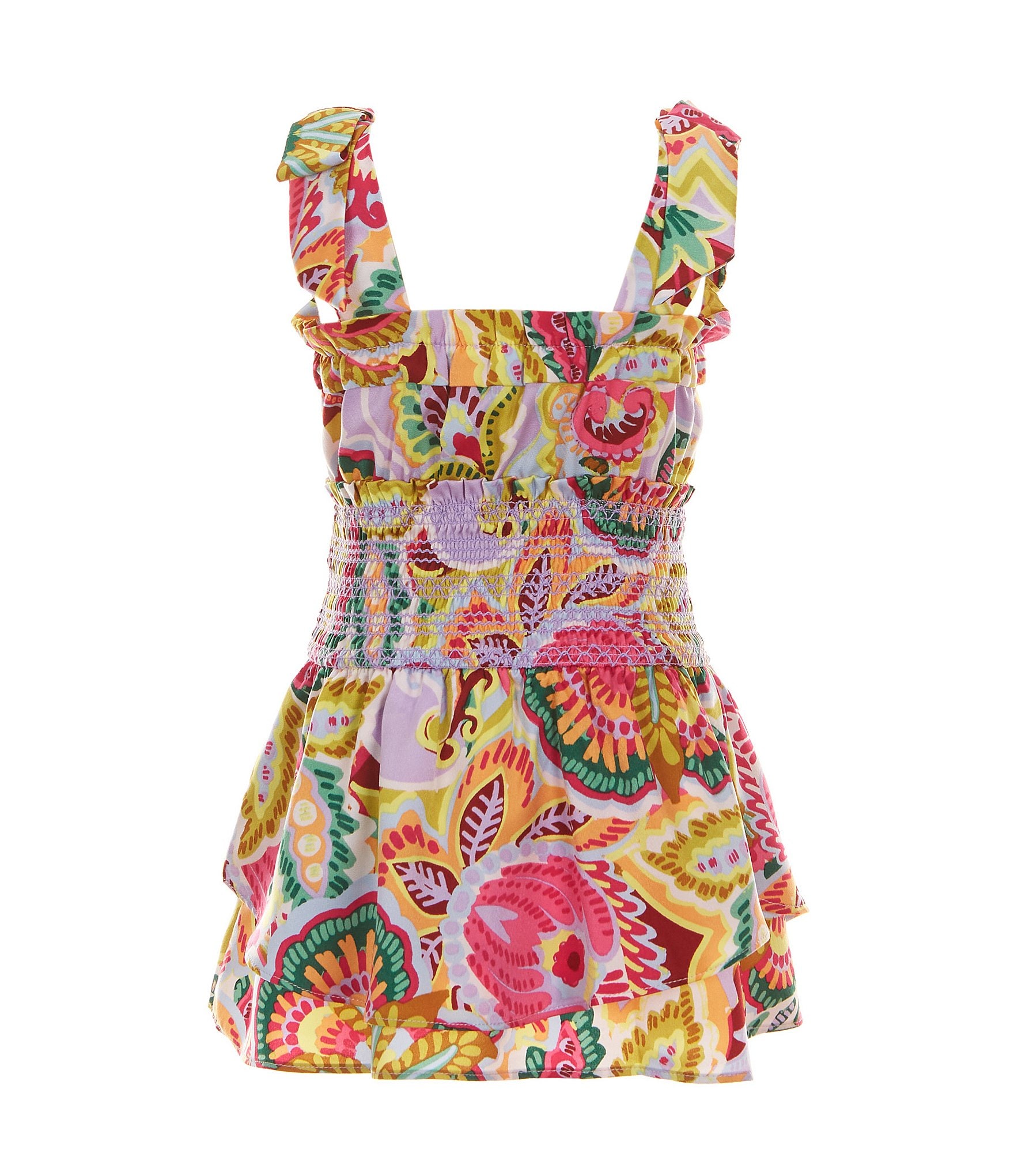 Chelsea & Violet Little Girls 2T-6X Sleeveless Smocked Floral Satin Romper