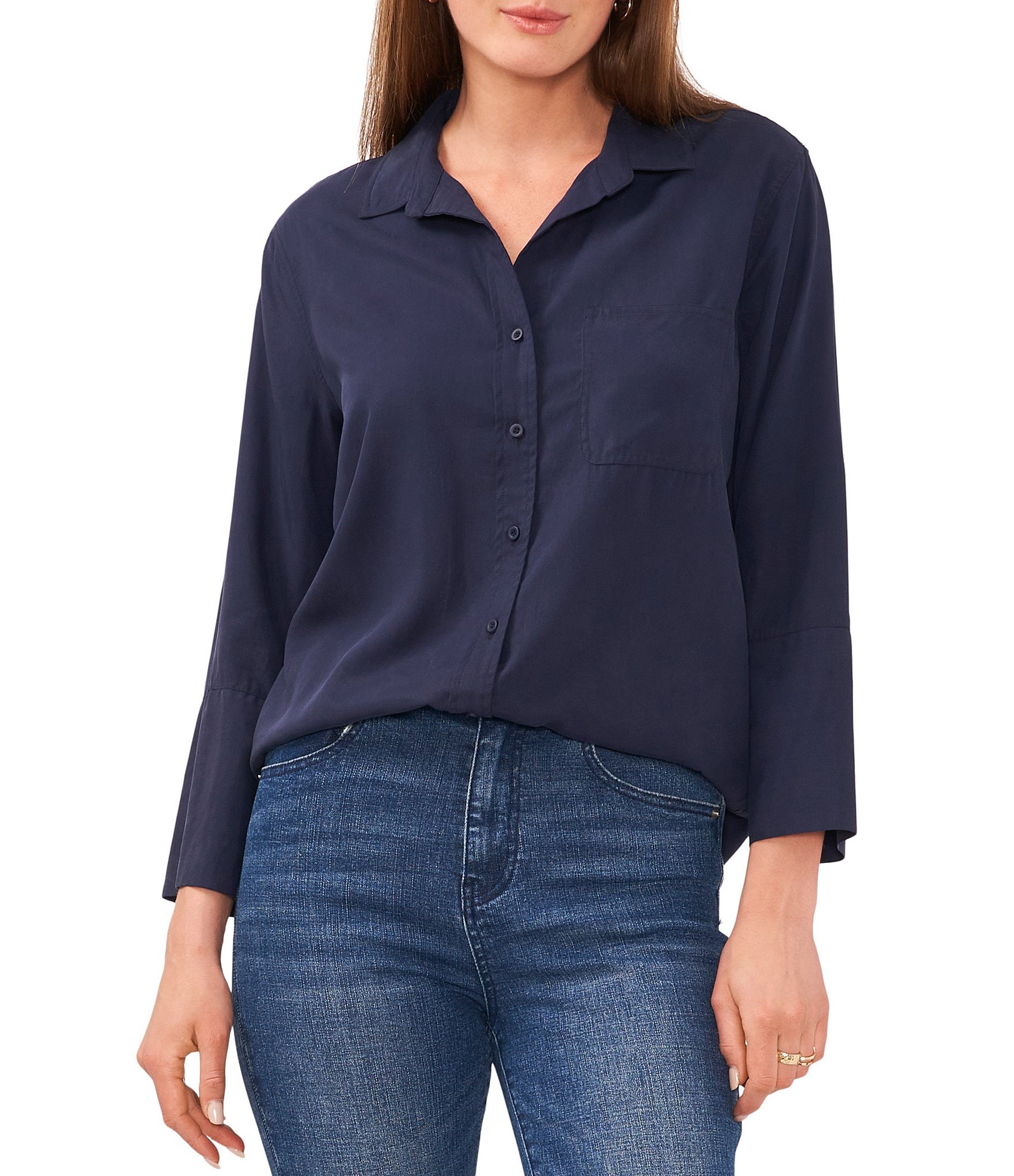 navy blue blouses: Women's Work Blouses