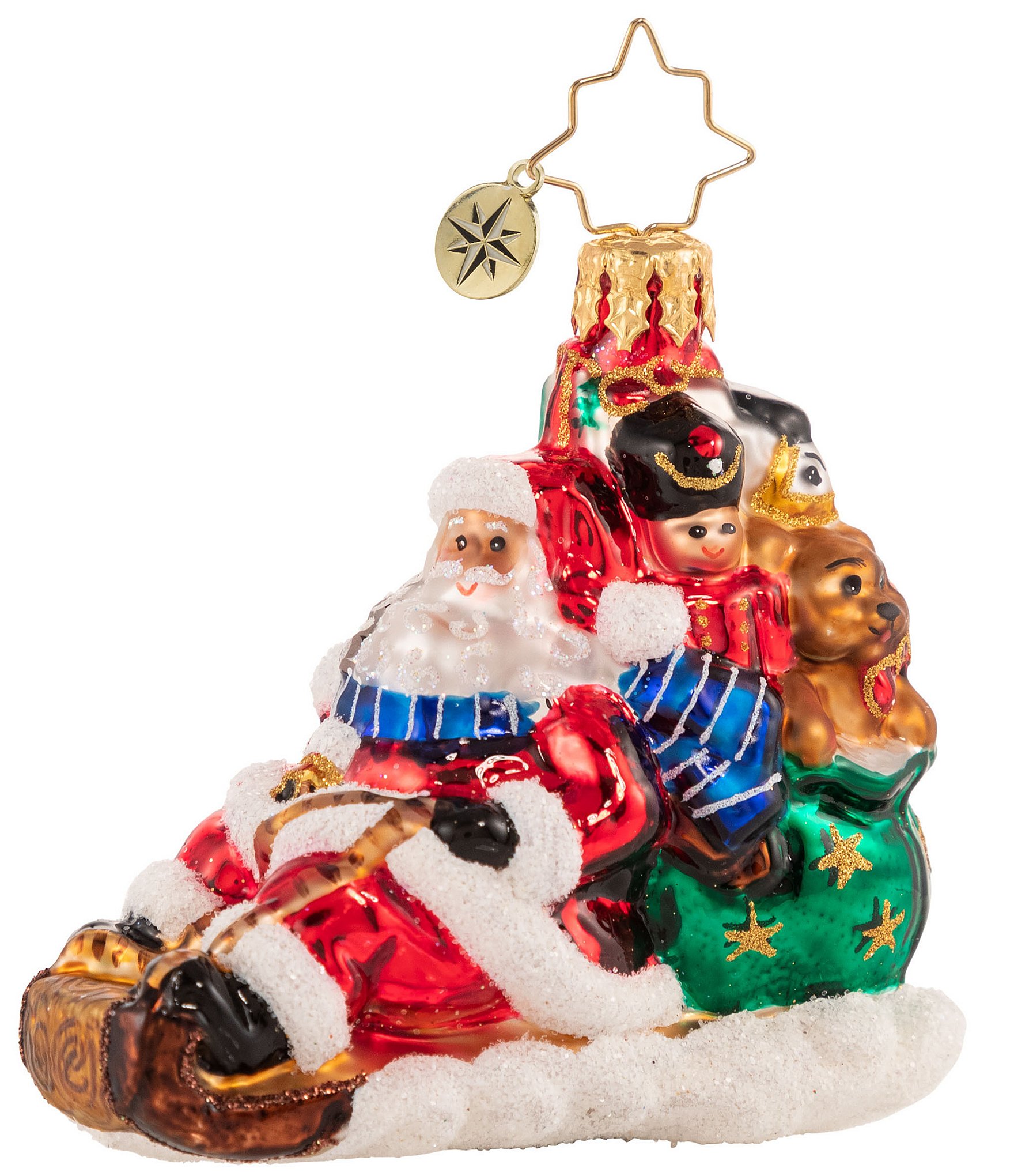 Christopher Radko Timely Toboggan Delivery Little Gem Santa Ornament ...