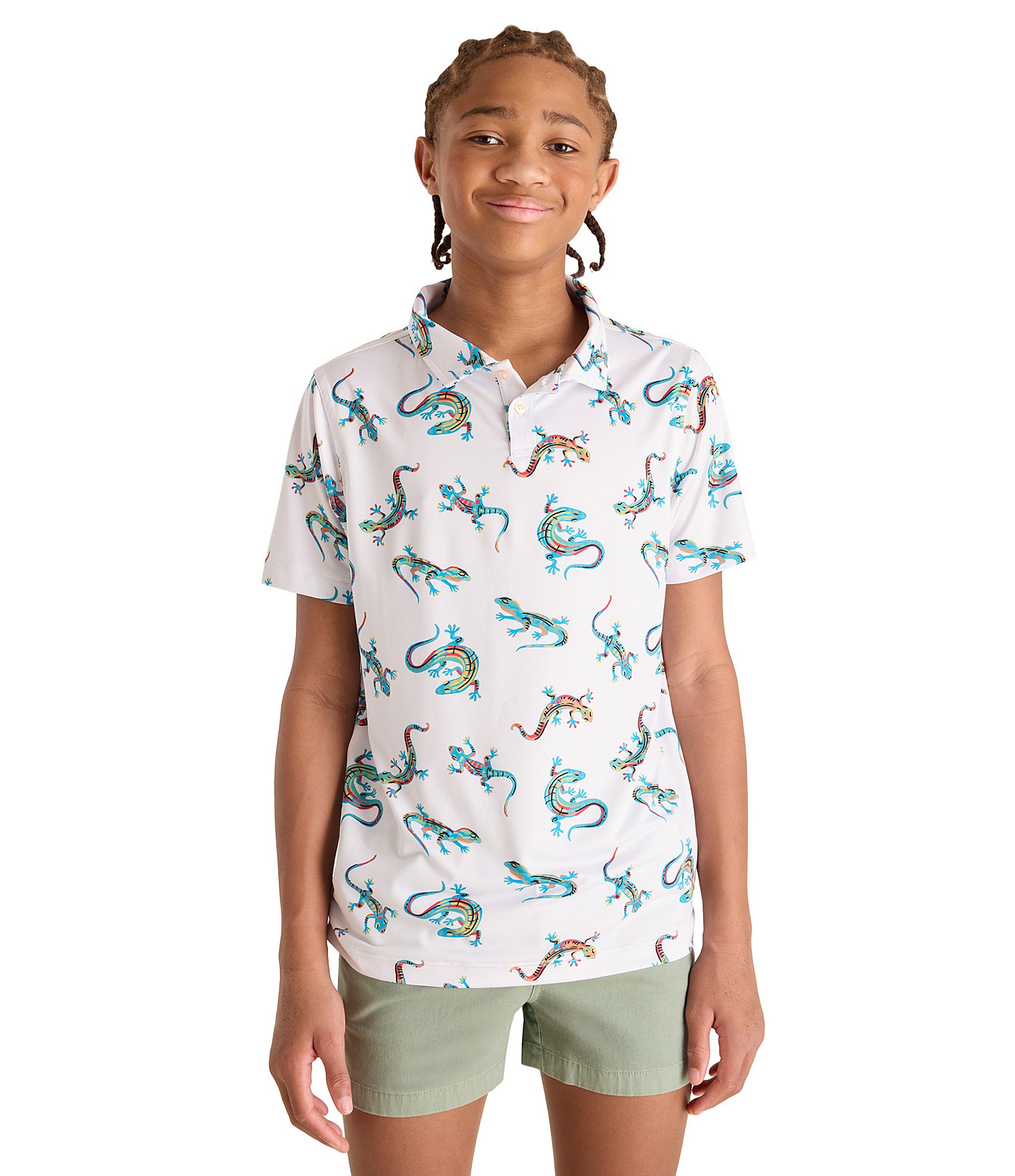 Chubbies Big Boys 8-20 Blizzard Lizard Performance Polo Shirt