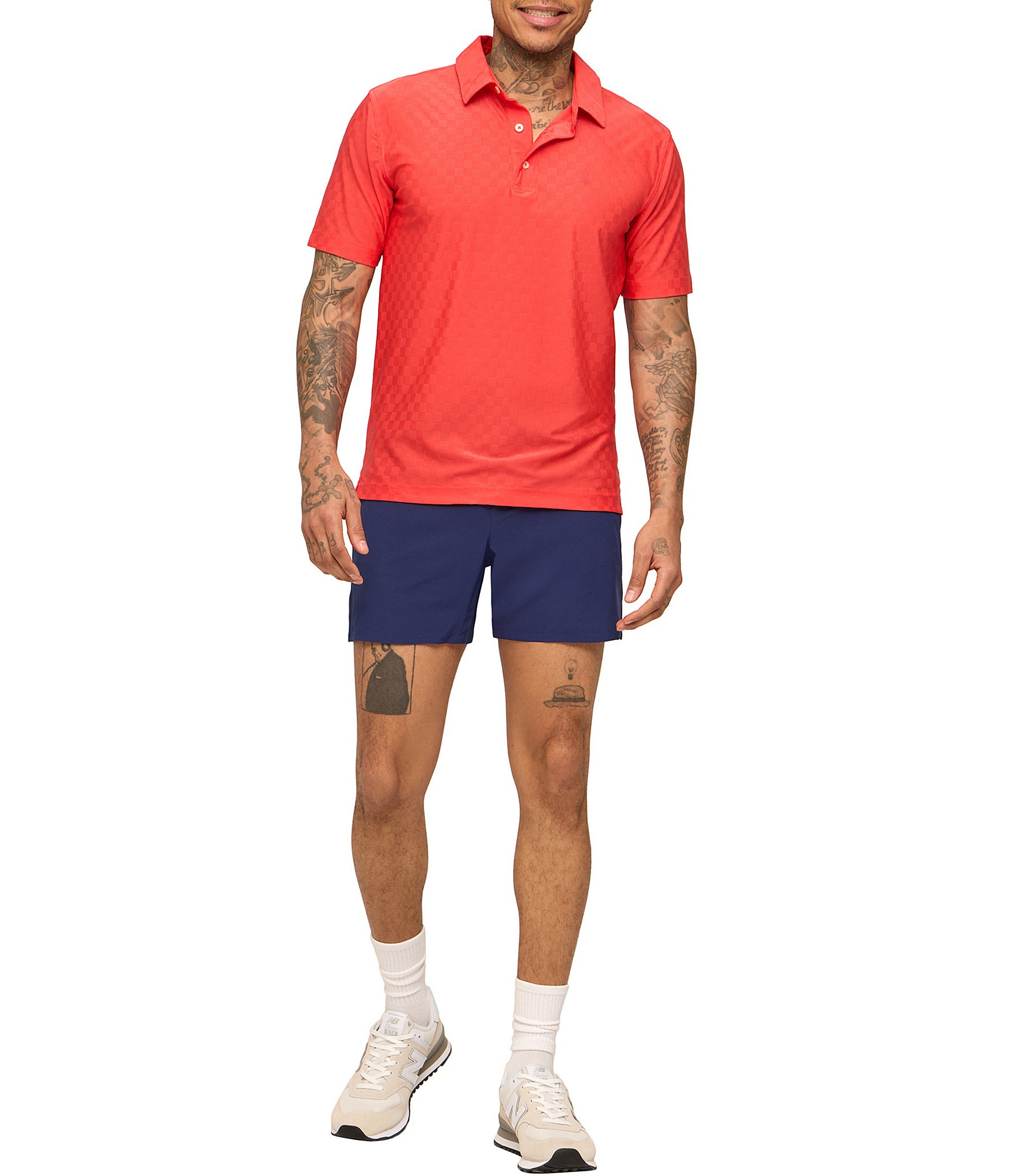 Chubbies Chili Pepper Short Sleeve Tonal Checkered Knit Polo