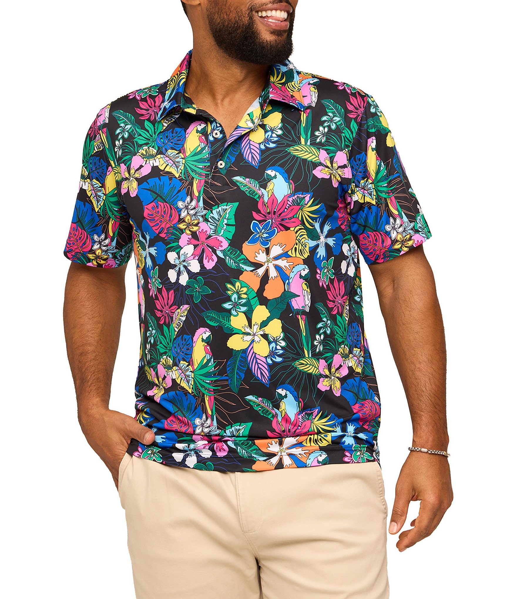 Chubbies Deep Floral Printed Performance Short Sleeve Polo
