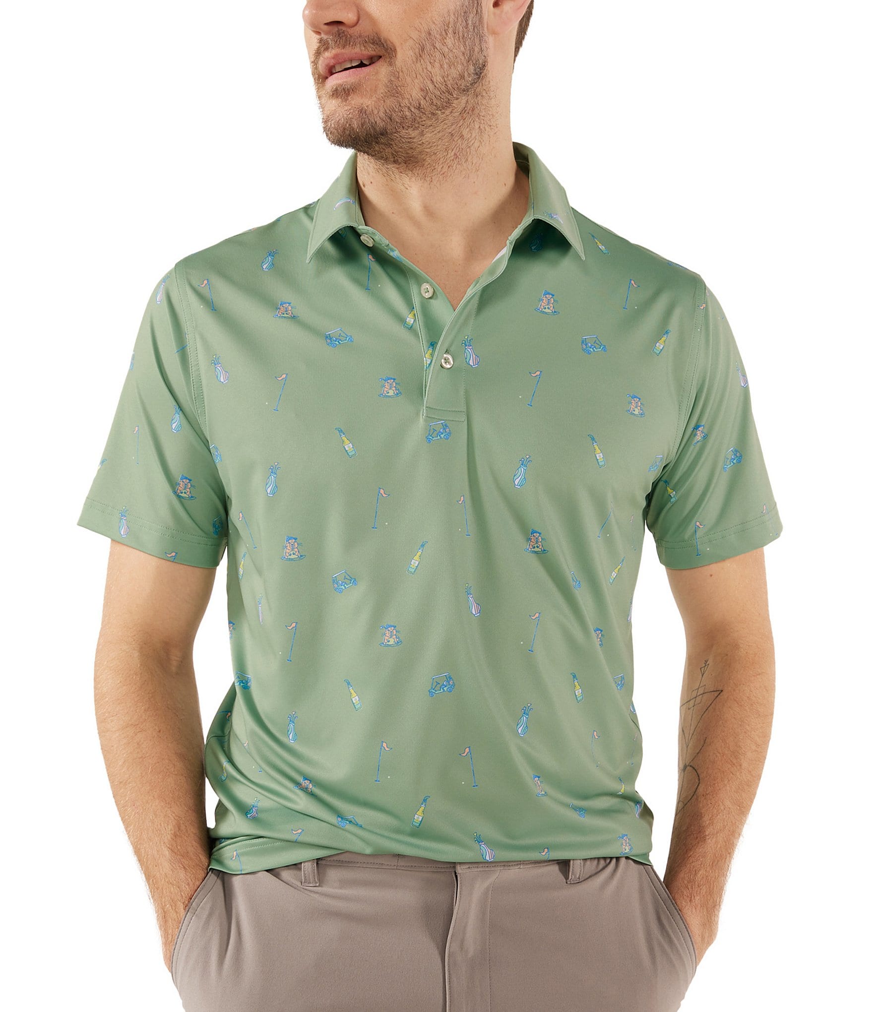 Chubbies Go For It Printed Short Sleeve Performance Polo Shirt