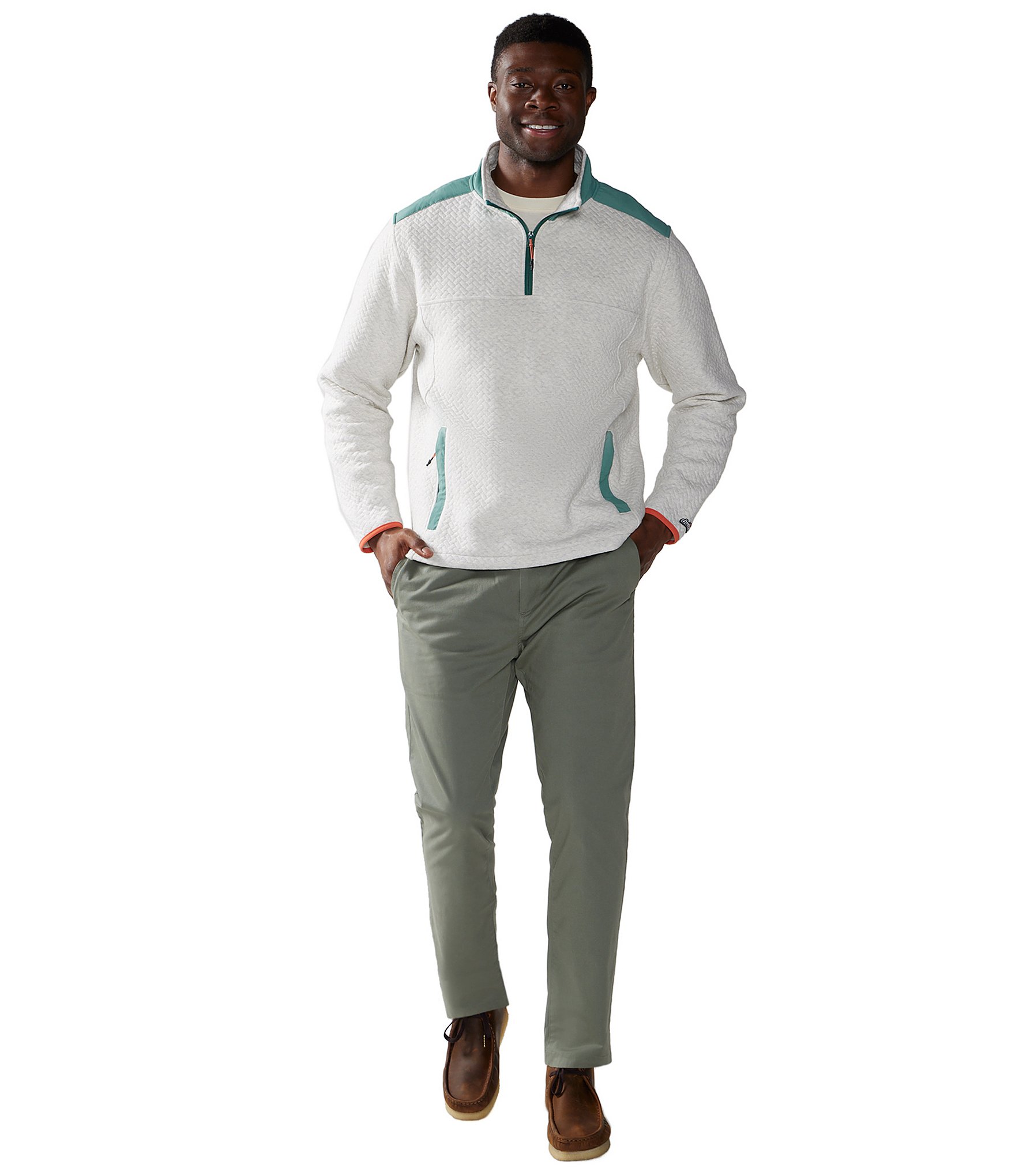 Chubbies Long Sleeve The Big Sur Quilted Quarter-Zip Heathered Jersey Pullover