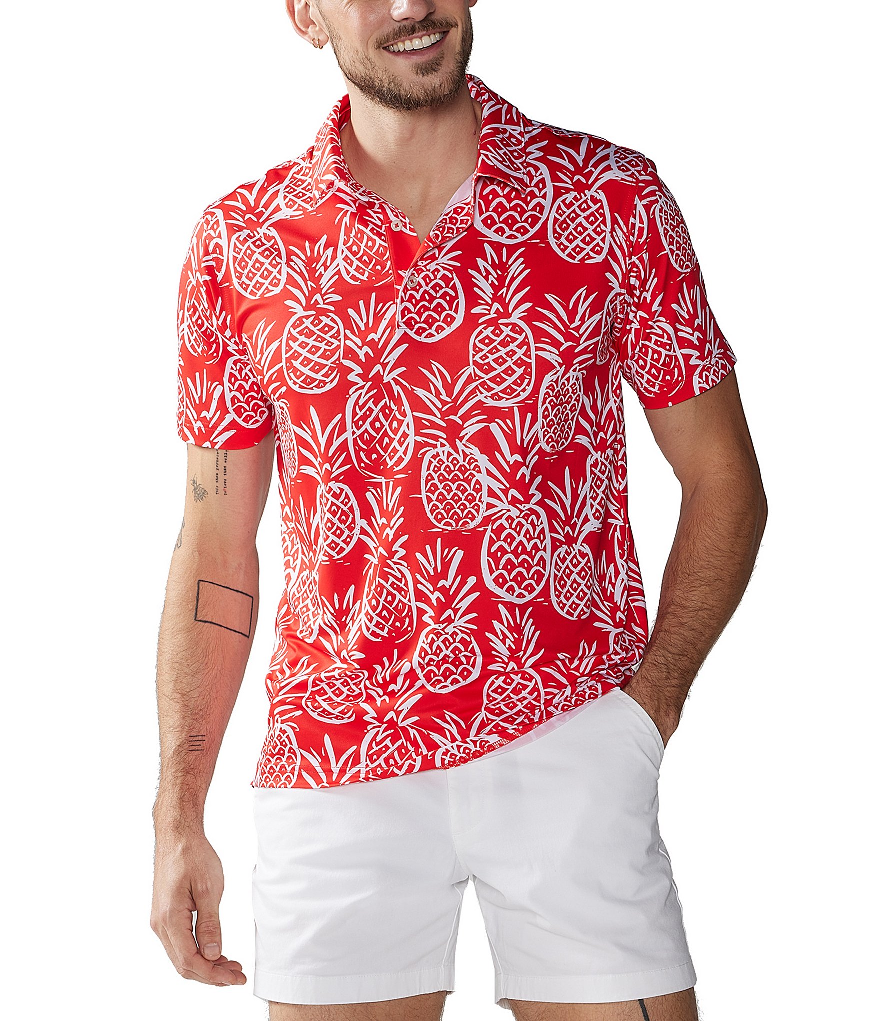 Chubbies Pineapple Print Short Sleeve Performance Polo Shirt