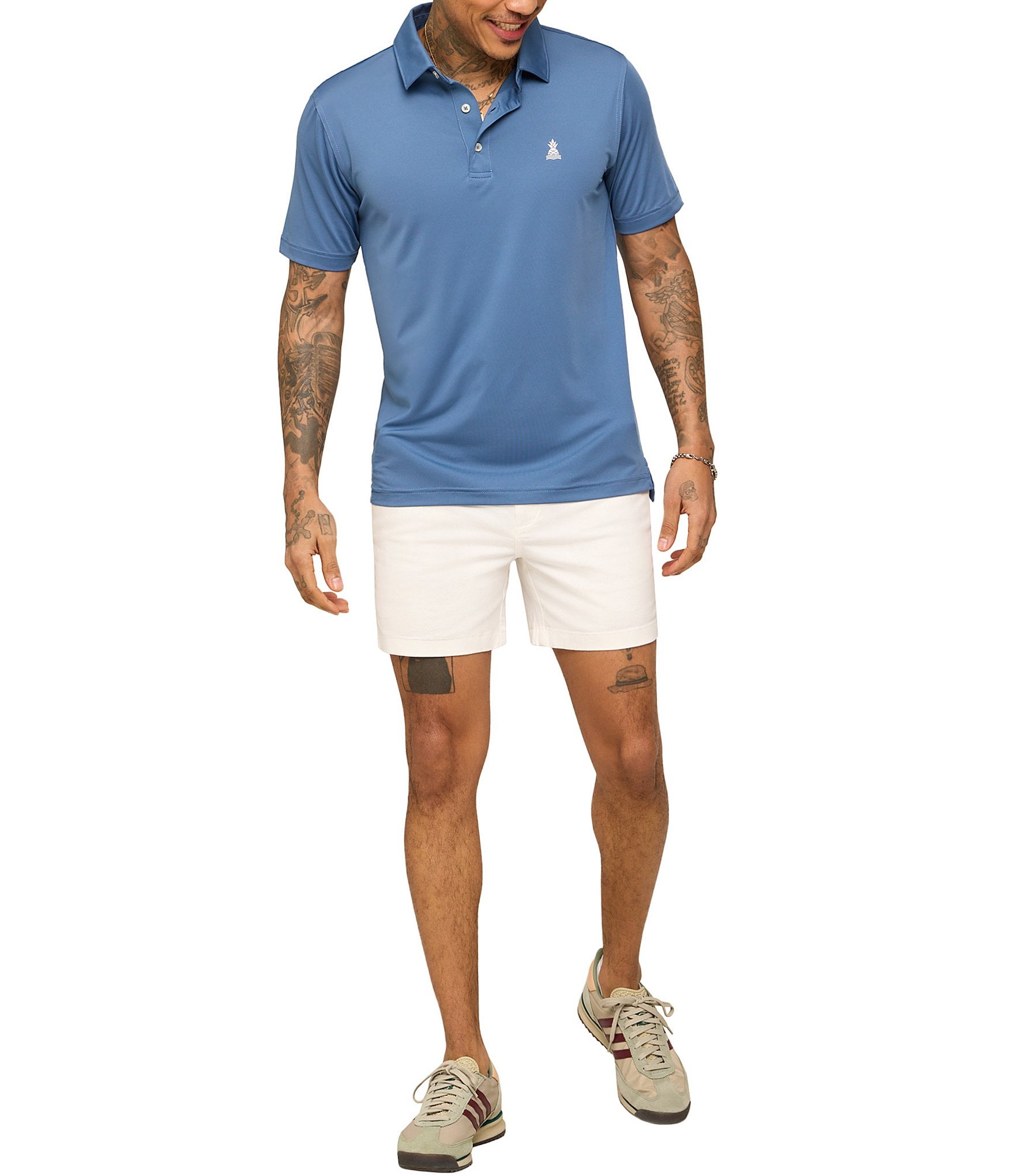 Chubbies Slate Sky Solid Performance Short Sleeve Polo
