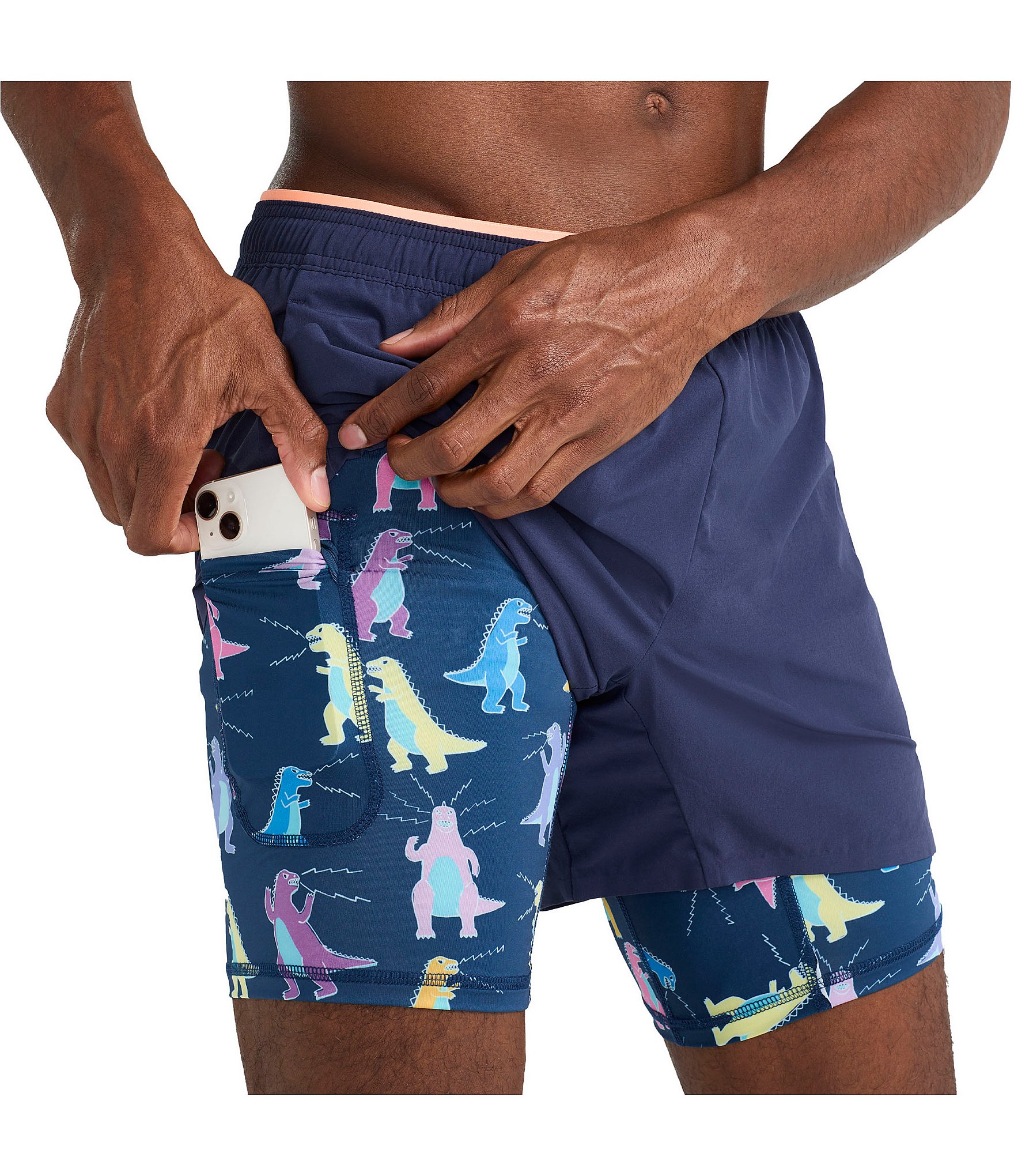 Chubbies Solid/Tyrannosaurus Print 5.5#double; Inseam Shorts